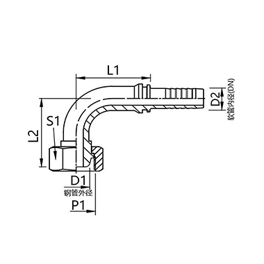 20491C,20492C(LIGHT) 20591C,20592C(HEAVY)  Metric external thread 24° internal cone spherical 90° elbow