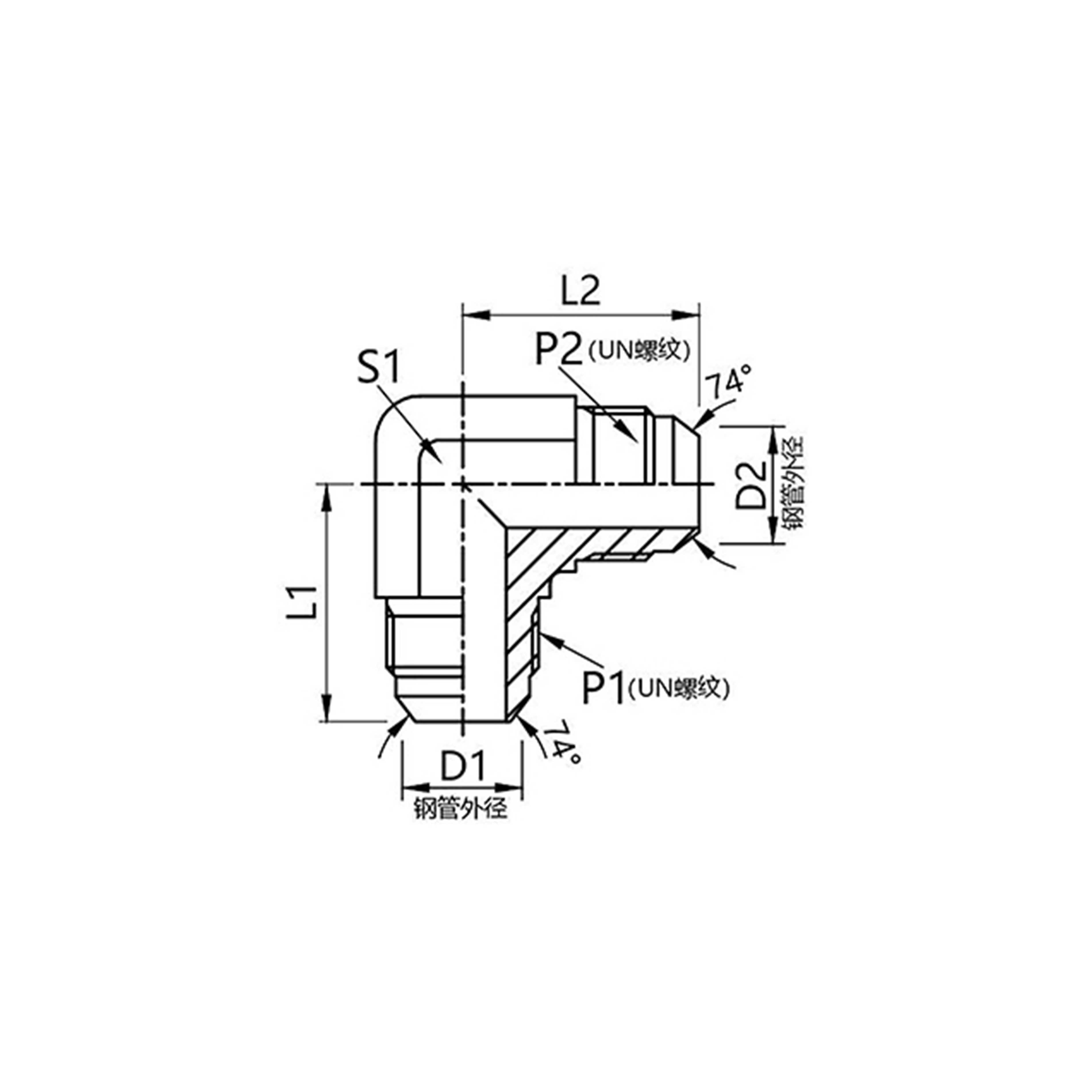 1J9  American JlC external thread 74° external cone