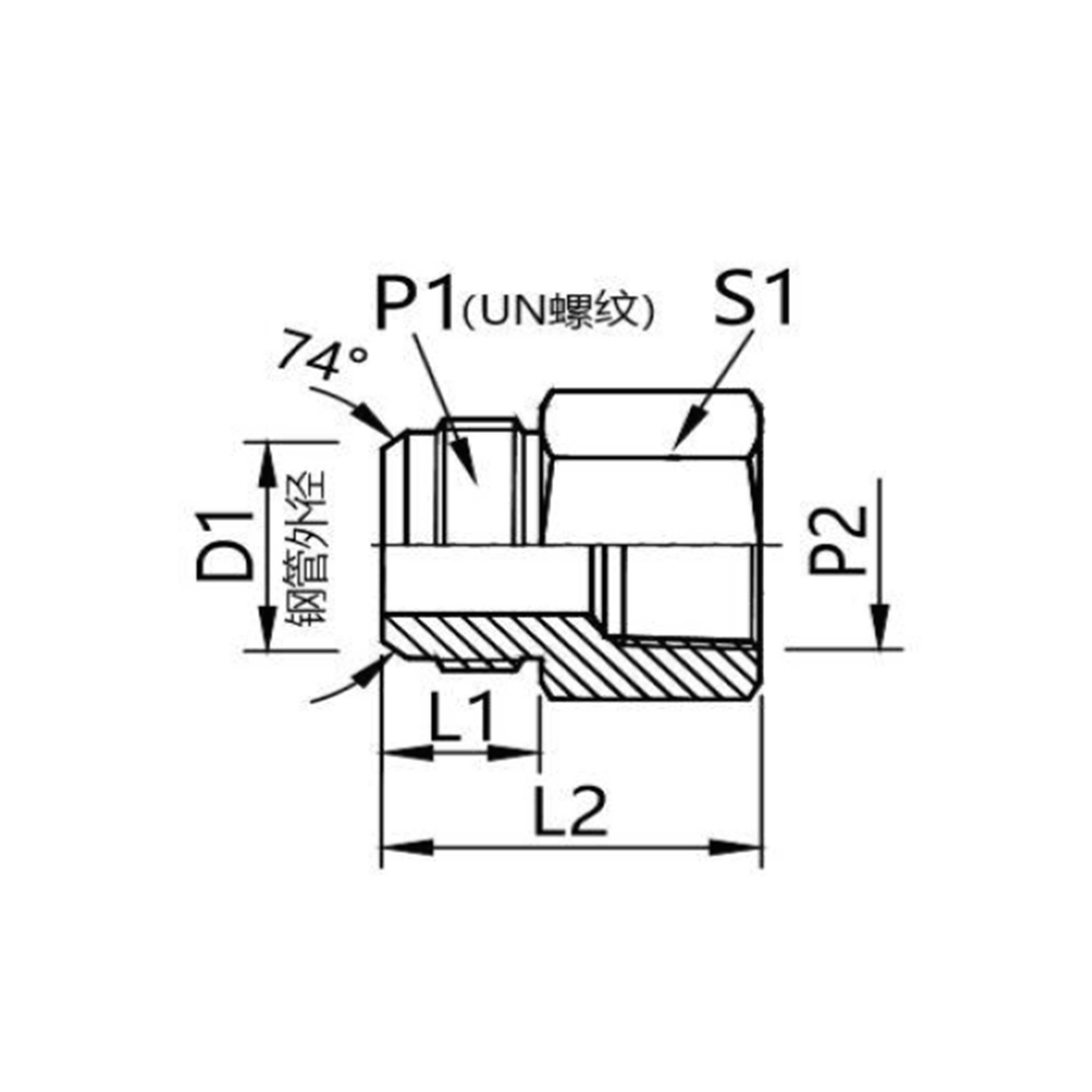 5JT  American JlC external thread 74°external cone /British cone pipe internal thread connector