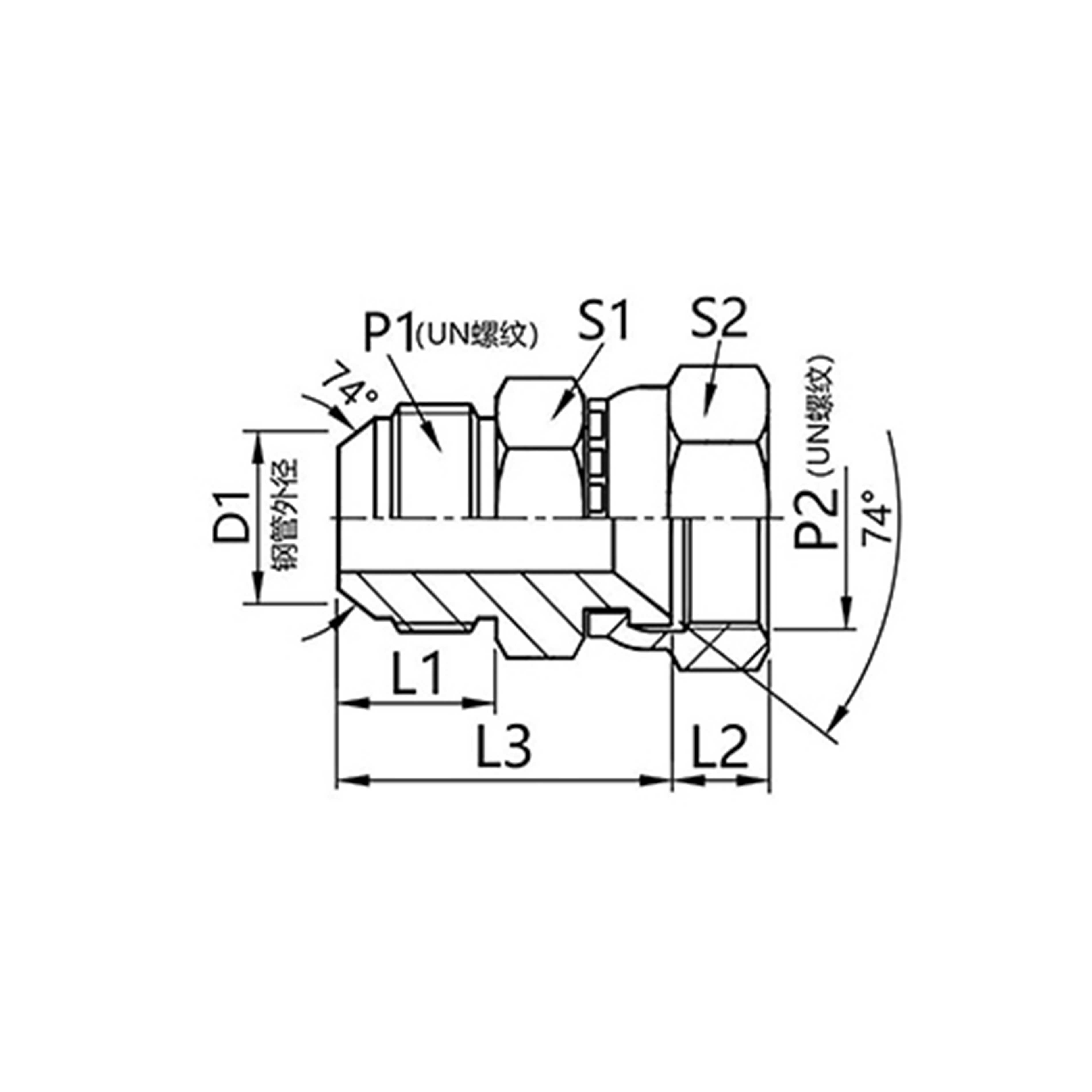 2J  American Jlc external thread 74°external cone Jlcinternal thread 74°internal cone