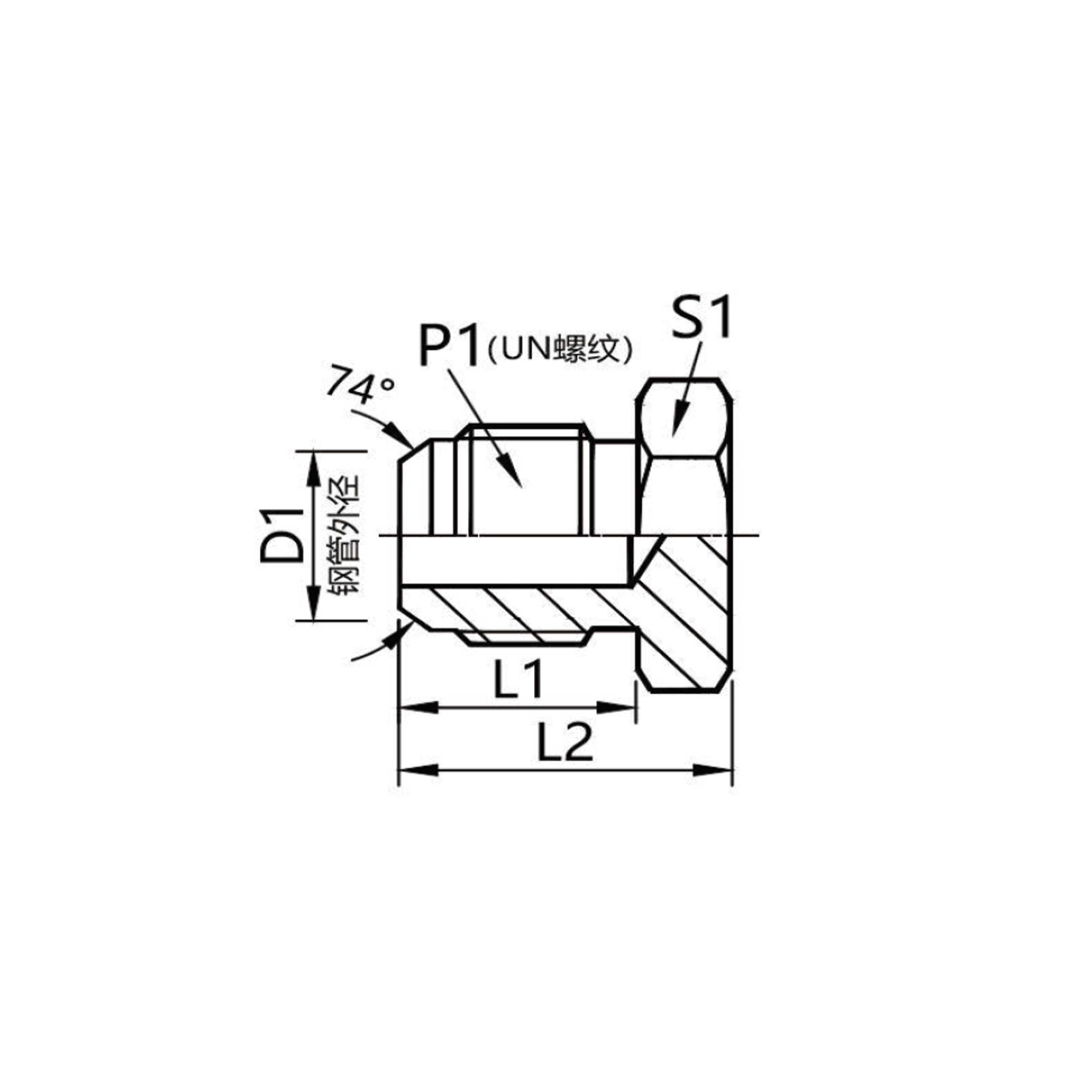 4J  American Jlc external thread 74° external cone plug