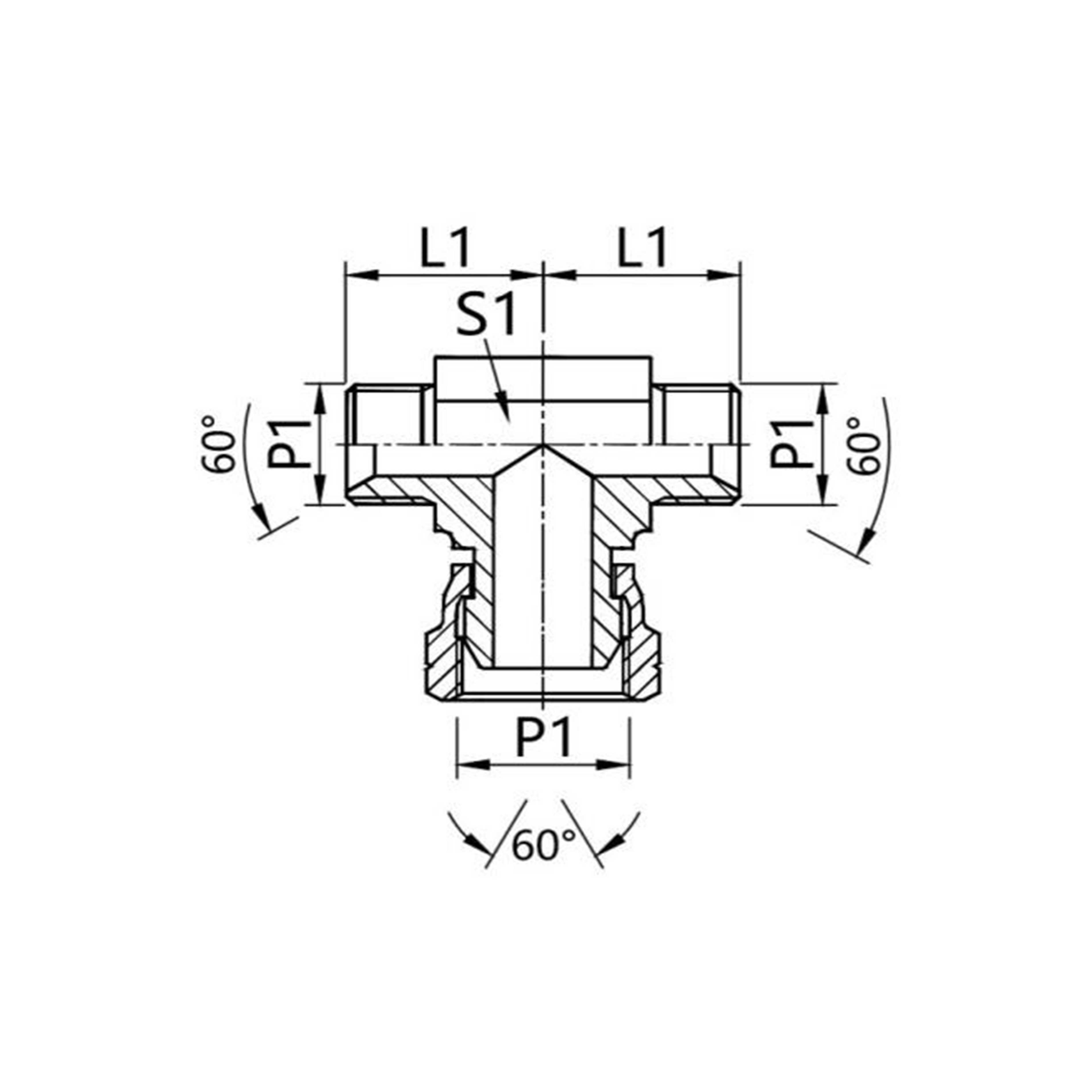 BB  Tee British pipe external thread 60° internal cone /British pipe internal thread 60° external cone Connector