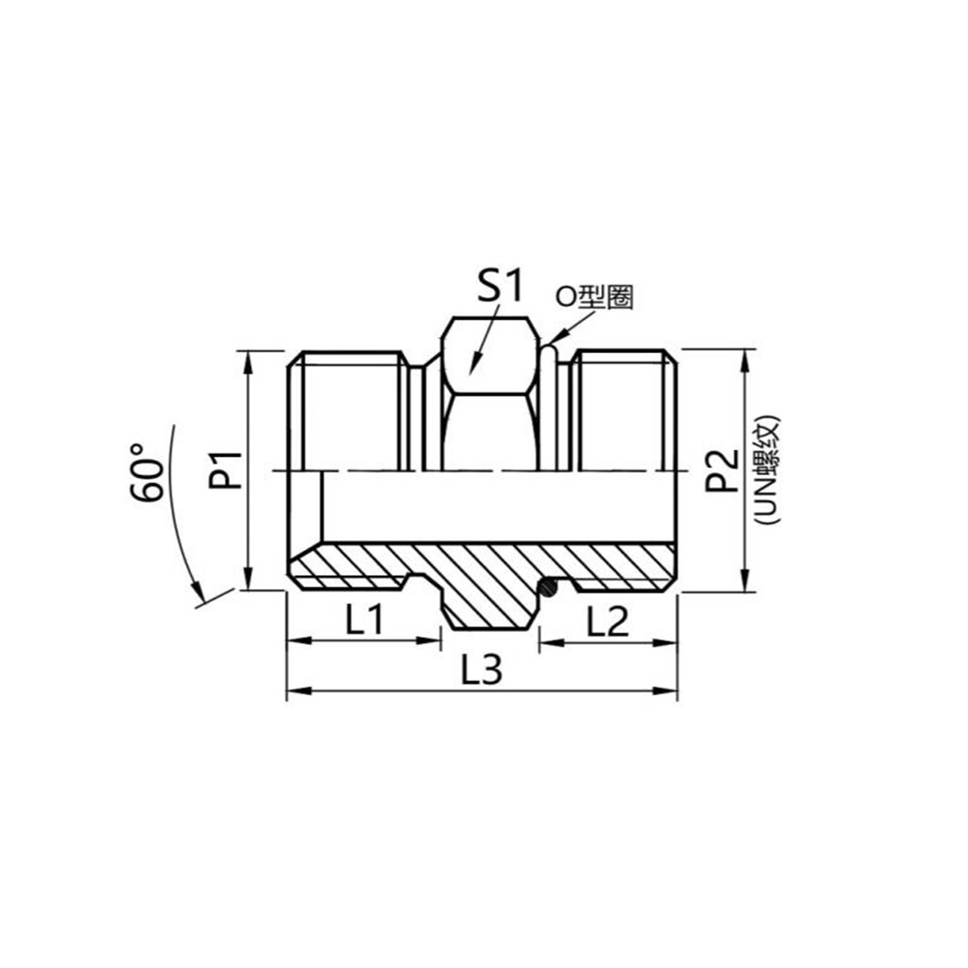 1BO  British pipe external thread 60° internal cone /American SAE thread o-ring connector