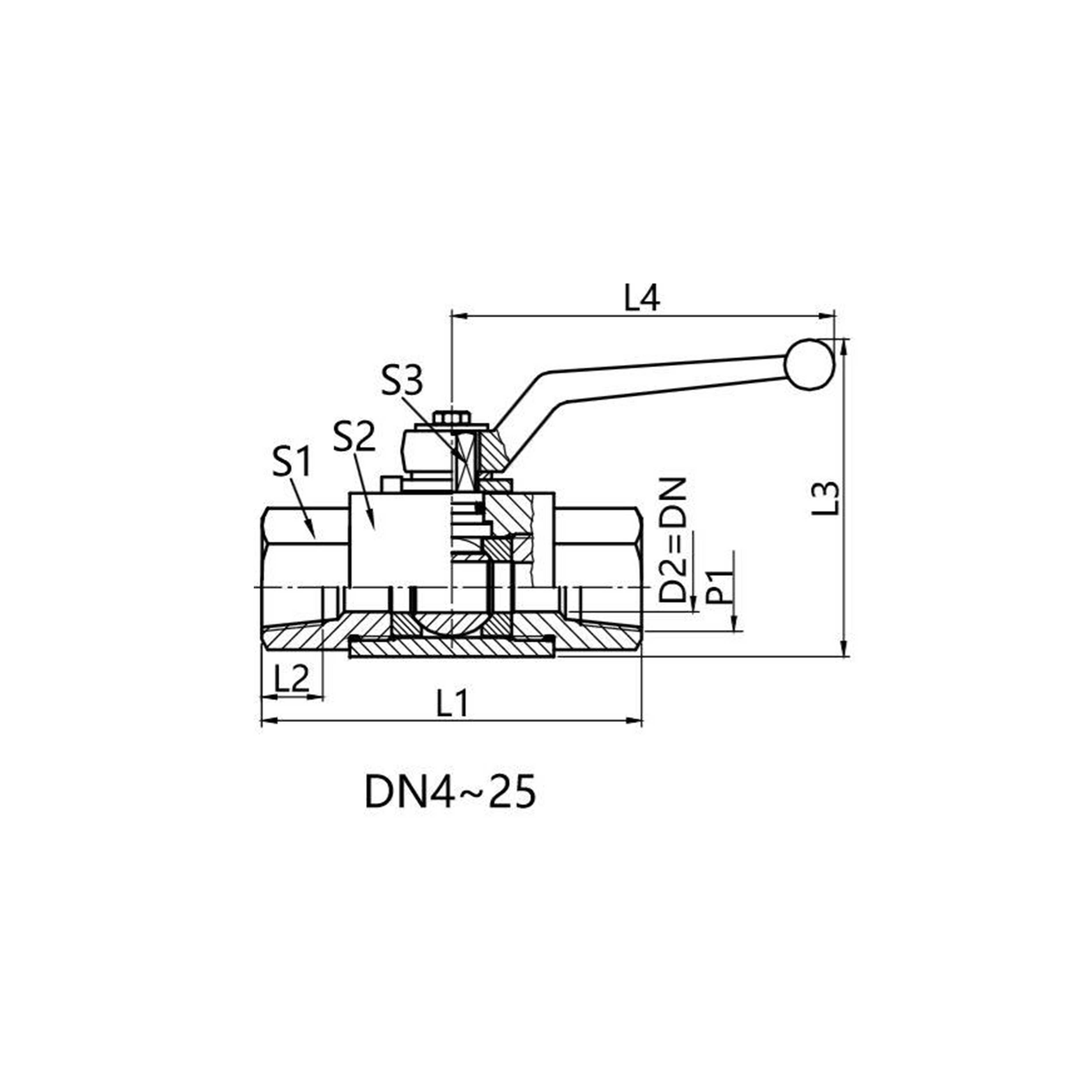 KH-NPT  Two-way carbon steel ball valve American internal taper thread