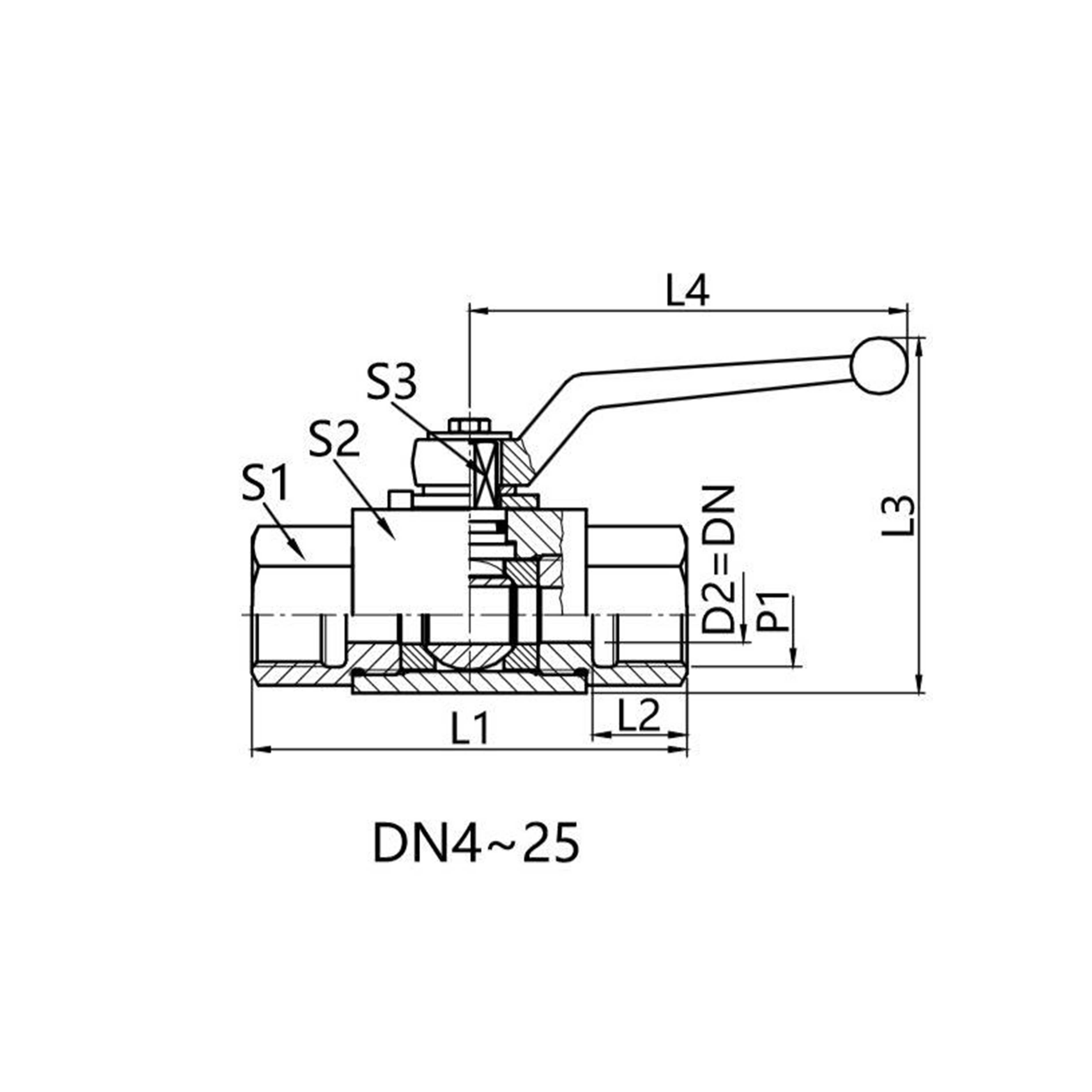 KH-BSPP Two-way carbon steel ball valve British internal thread