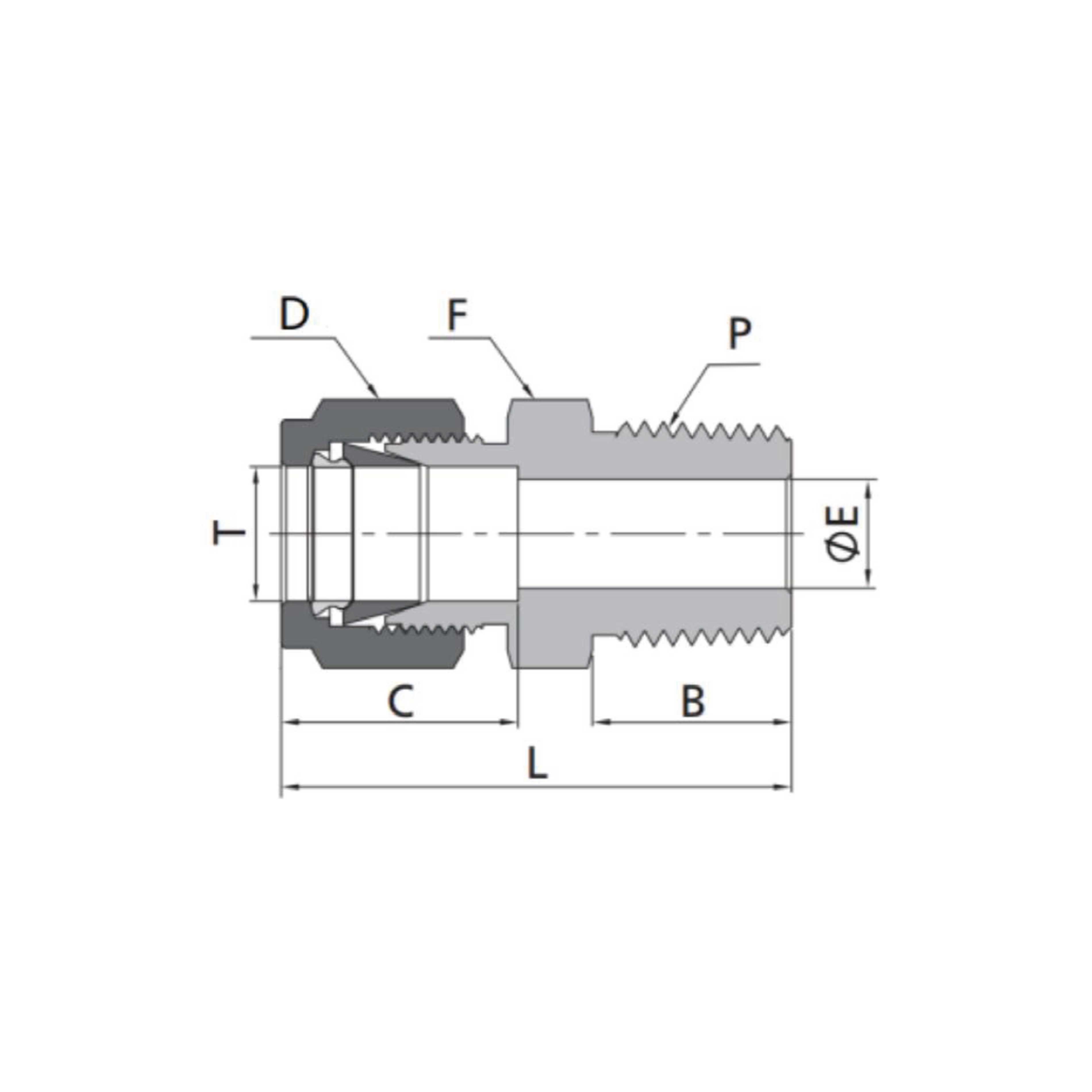 Male Connectors(Fractional Tube to RT Thread)