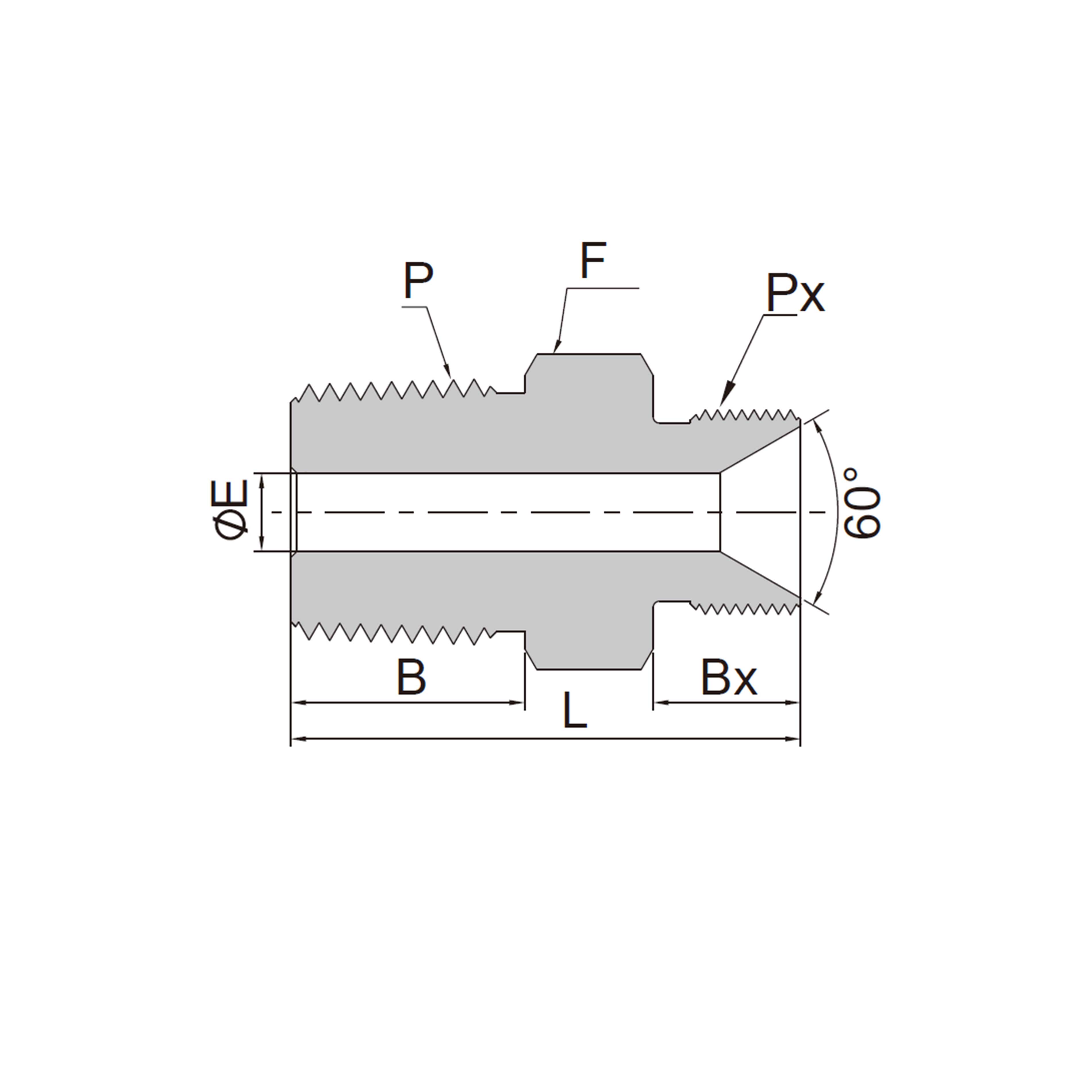 Hex Nipples(Male NPT Threads to Male ISO Parallel Threads)