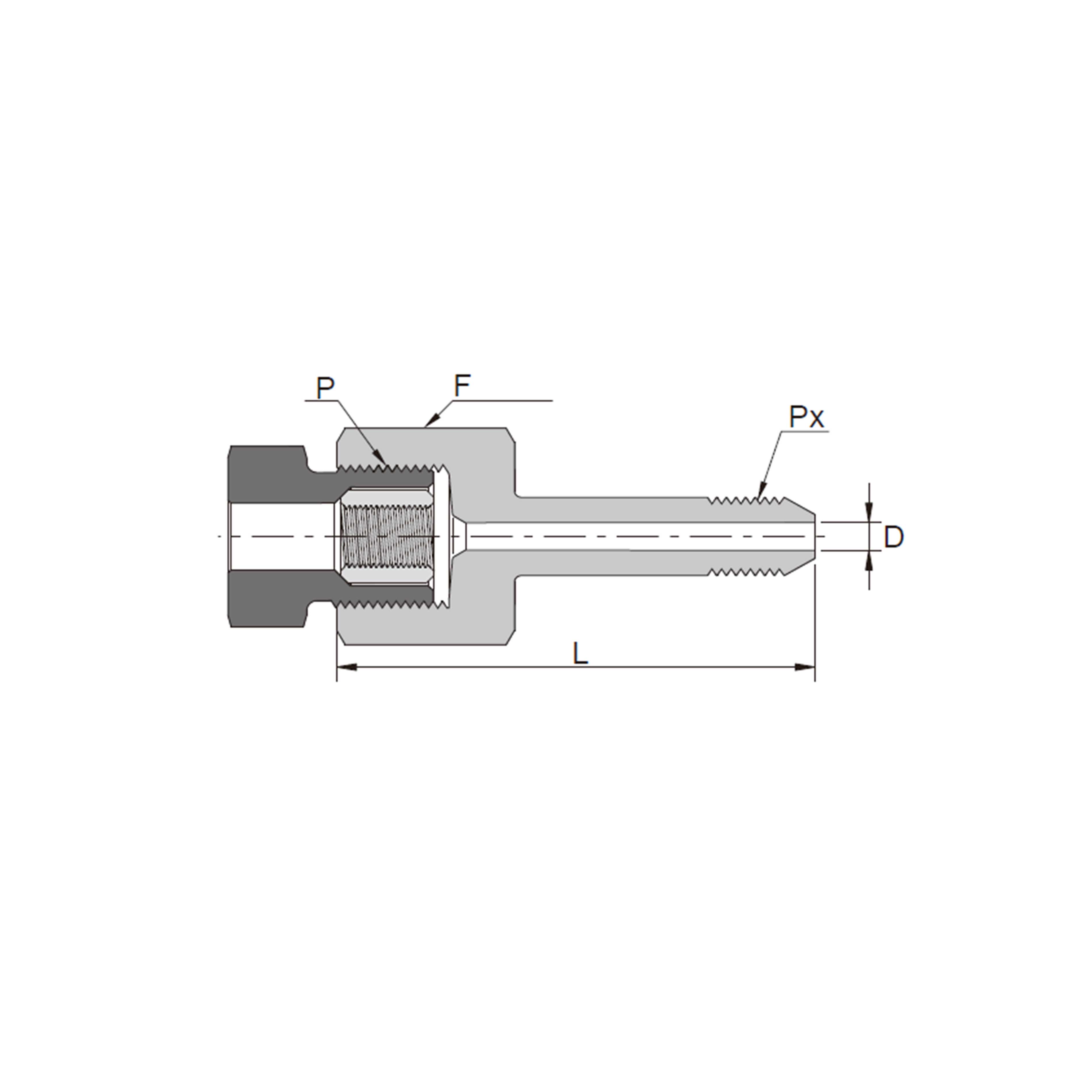 Female High Pressure to High Series Coned and Threaded Nipples