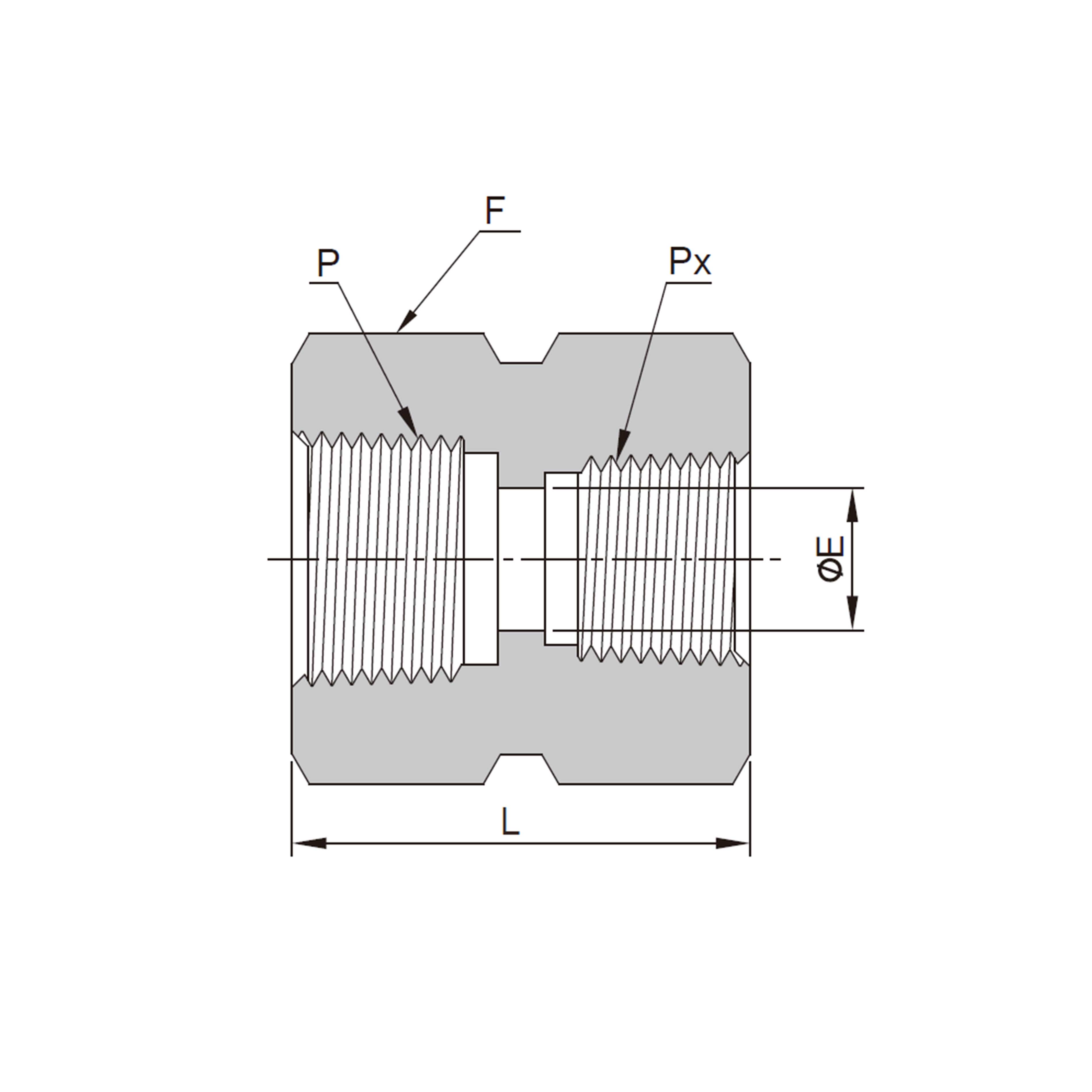 Hex Couplings（Male NPT Threads/Male ISO Tapered Threads）