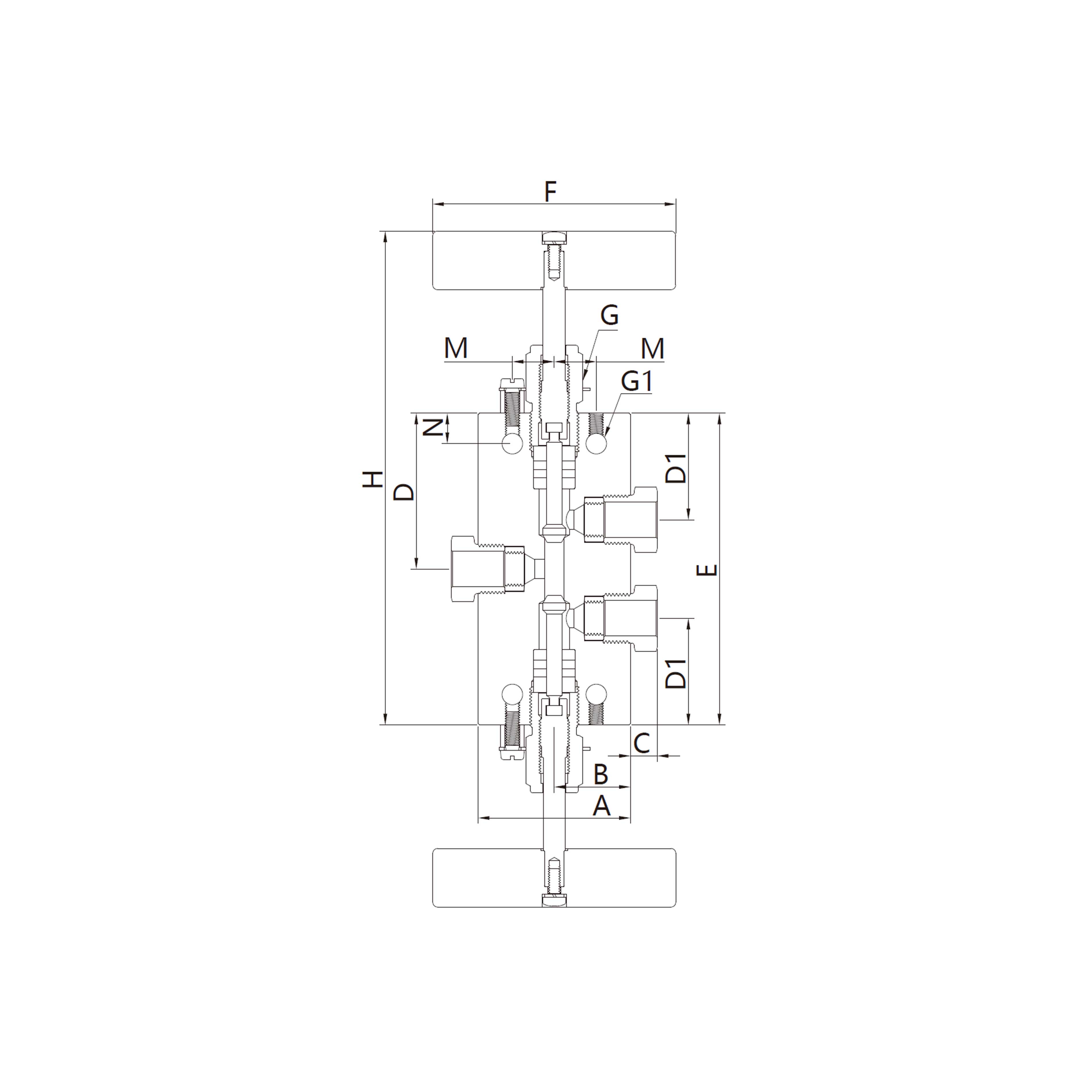 20N(Tube Connection, 3-Way)2 stem manifold