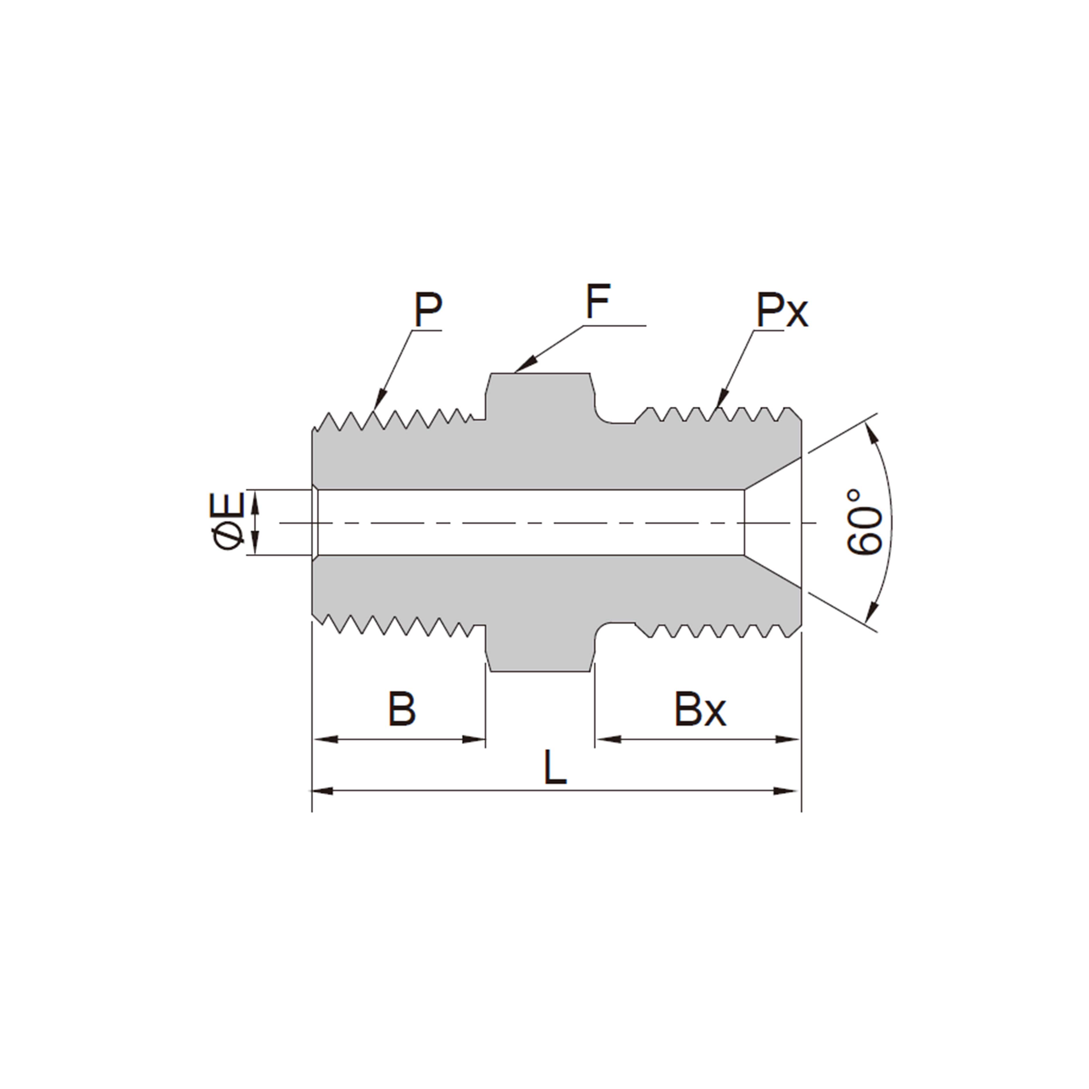 Conector Macho Hexagonal (NPT a 60° Cónico Interno)