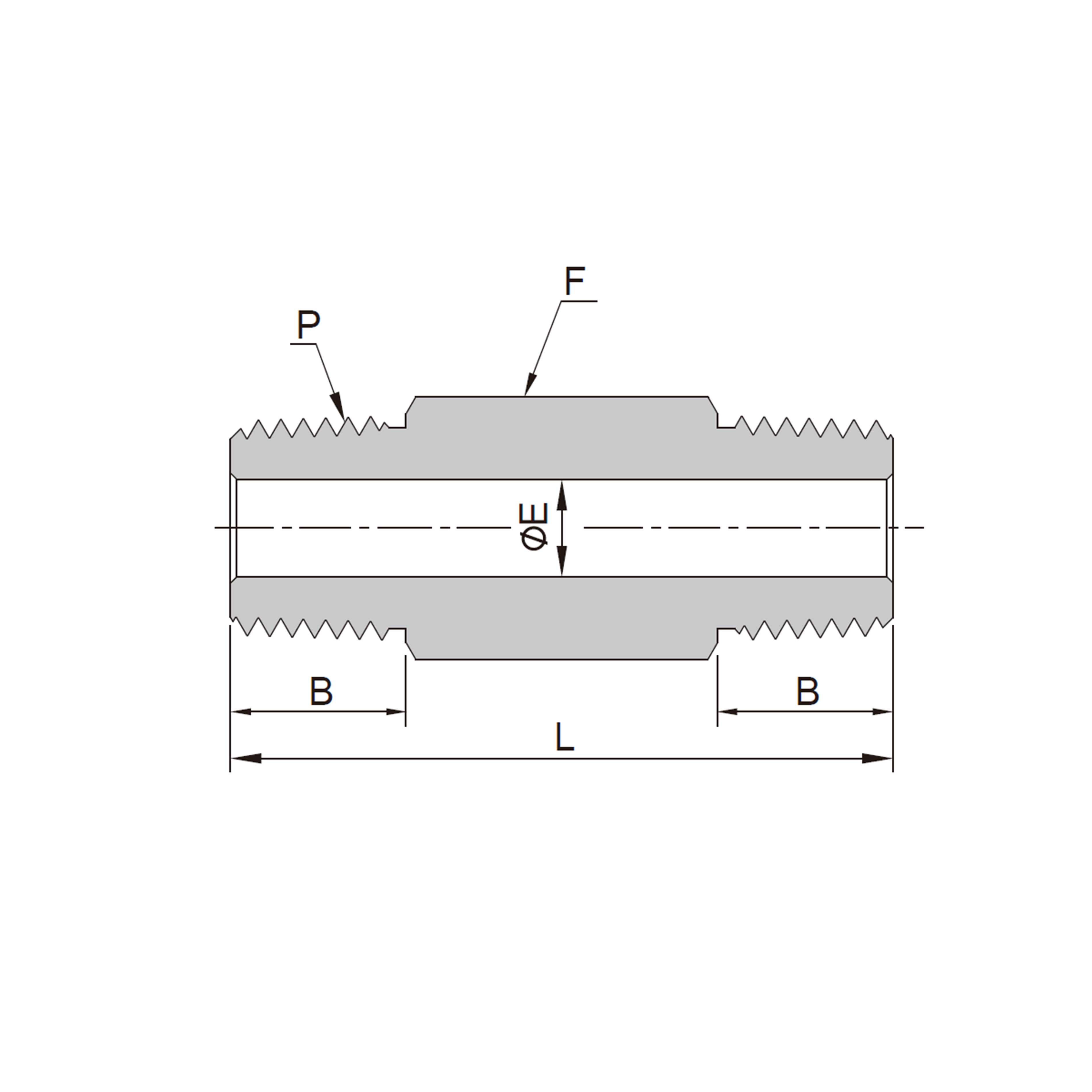 Conector Macho Hexagonal Recto Prolongado
