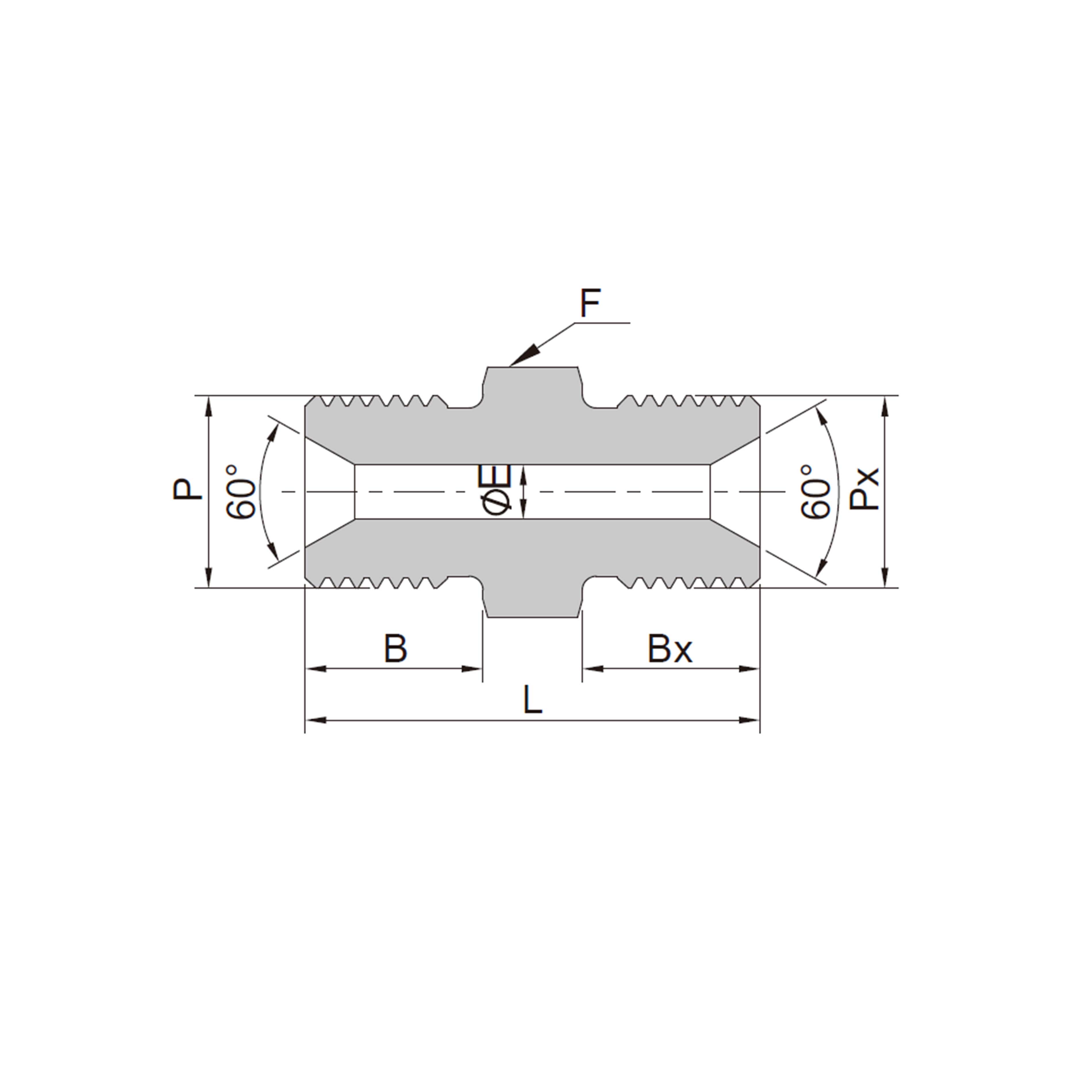 Conector Macho Hexagonal (60° Cónico Interno)