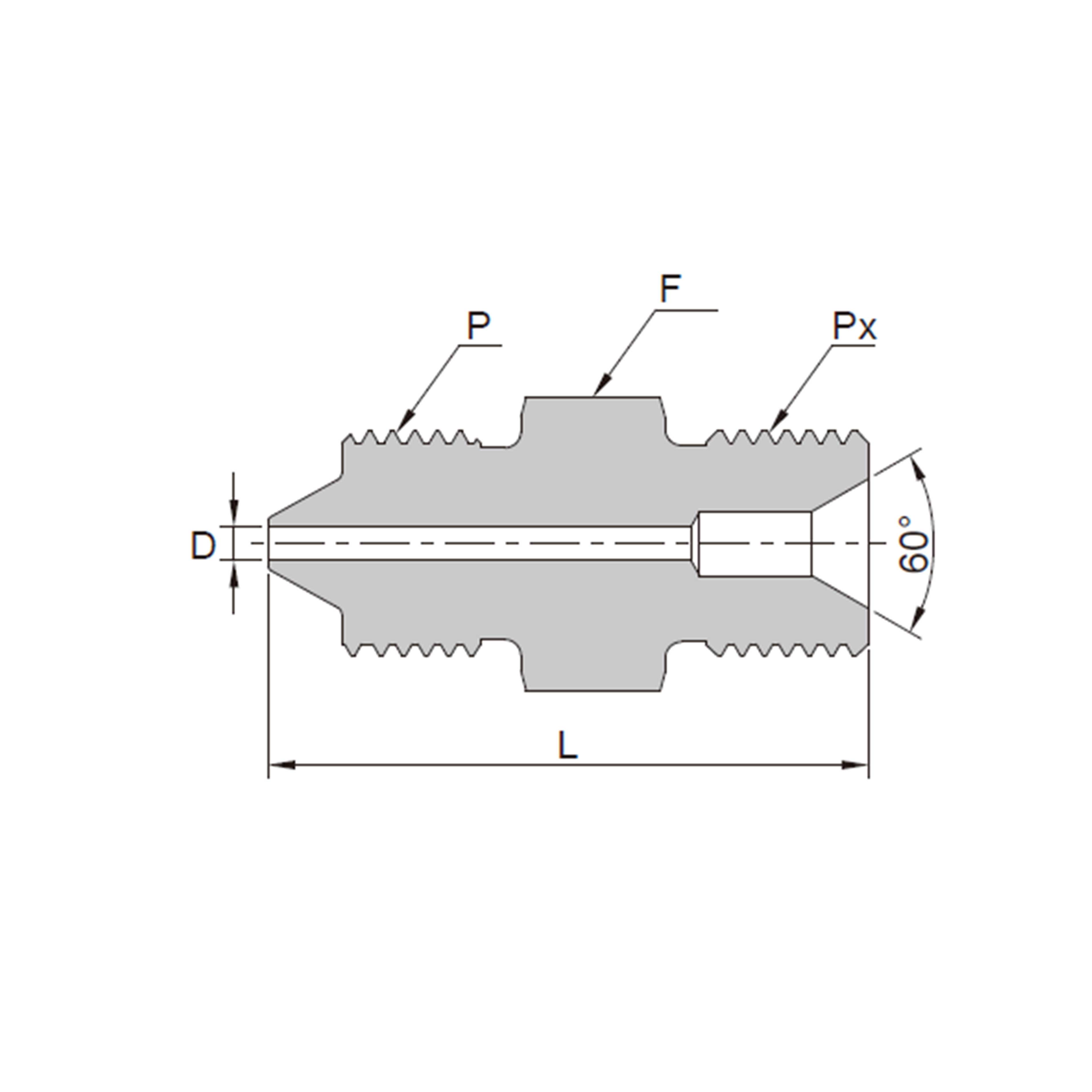 Conector Macho HP a Macho 60° Cónico Interno