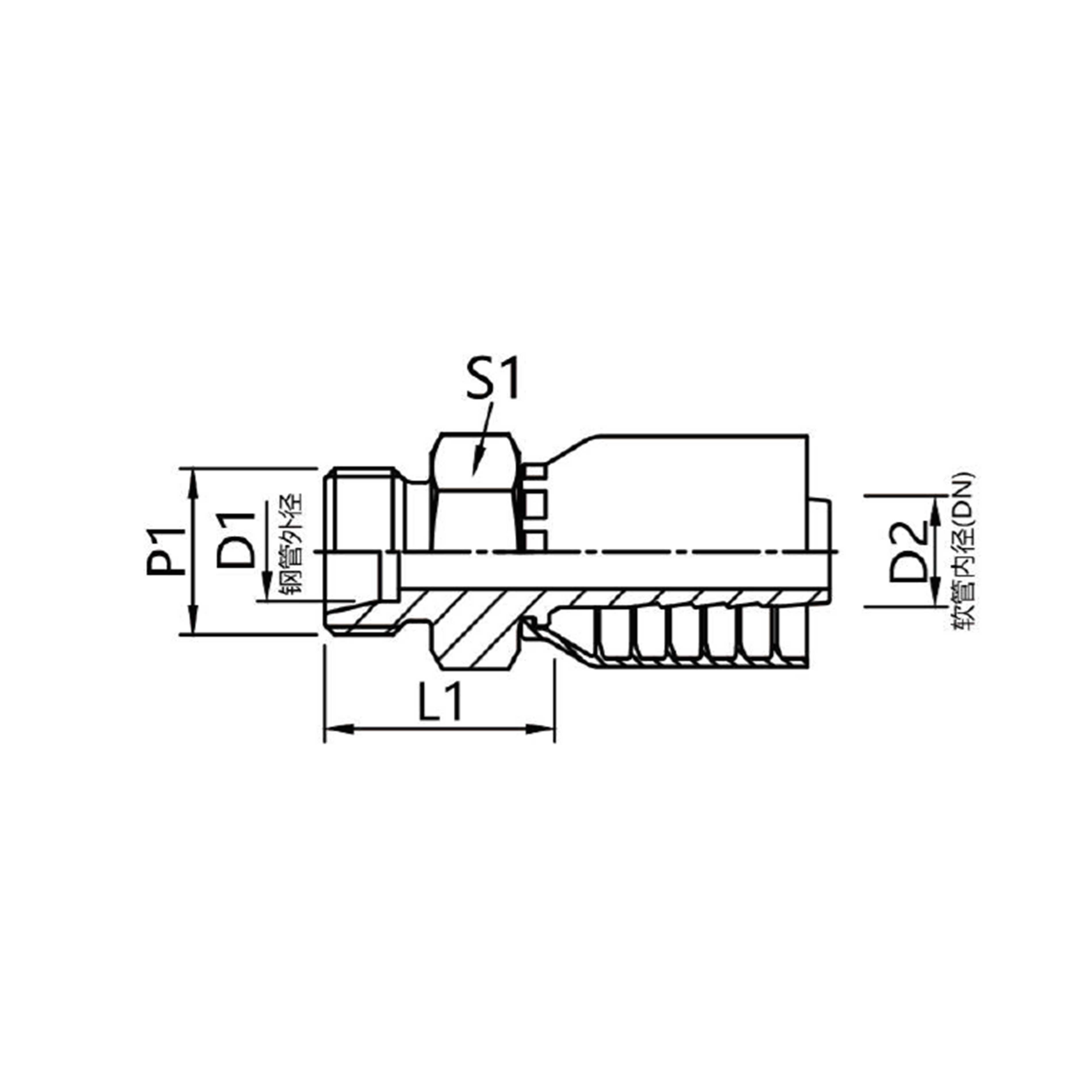 10411Y,10412Y(轻型)10511Y,10512Y(重型) 一体式公制外螺纹24°内锥接头体
