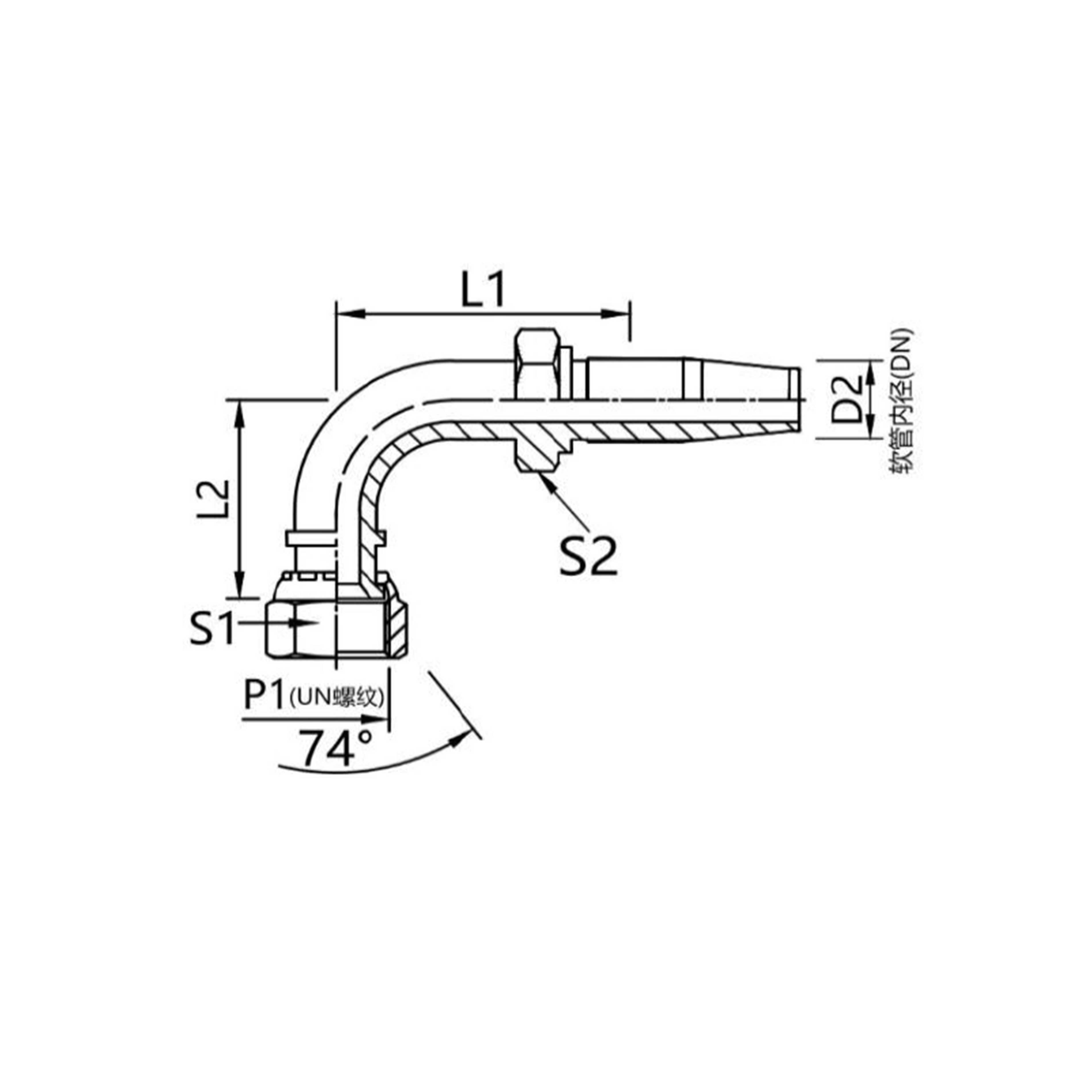 26798D-R5 美制JIC内螺纹74°内锥面90°弯接头
