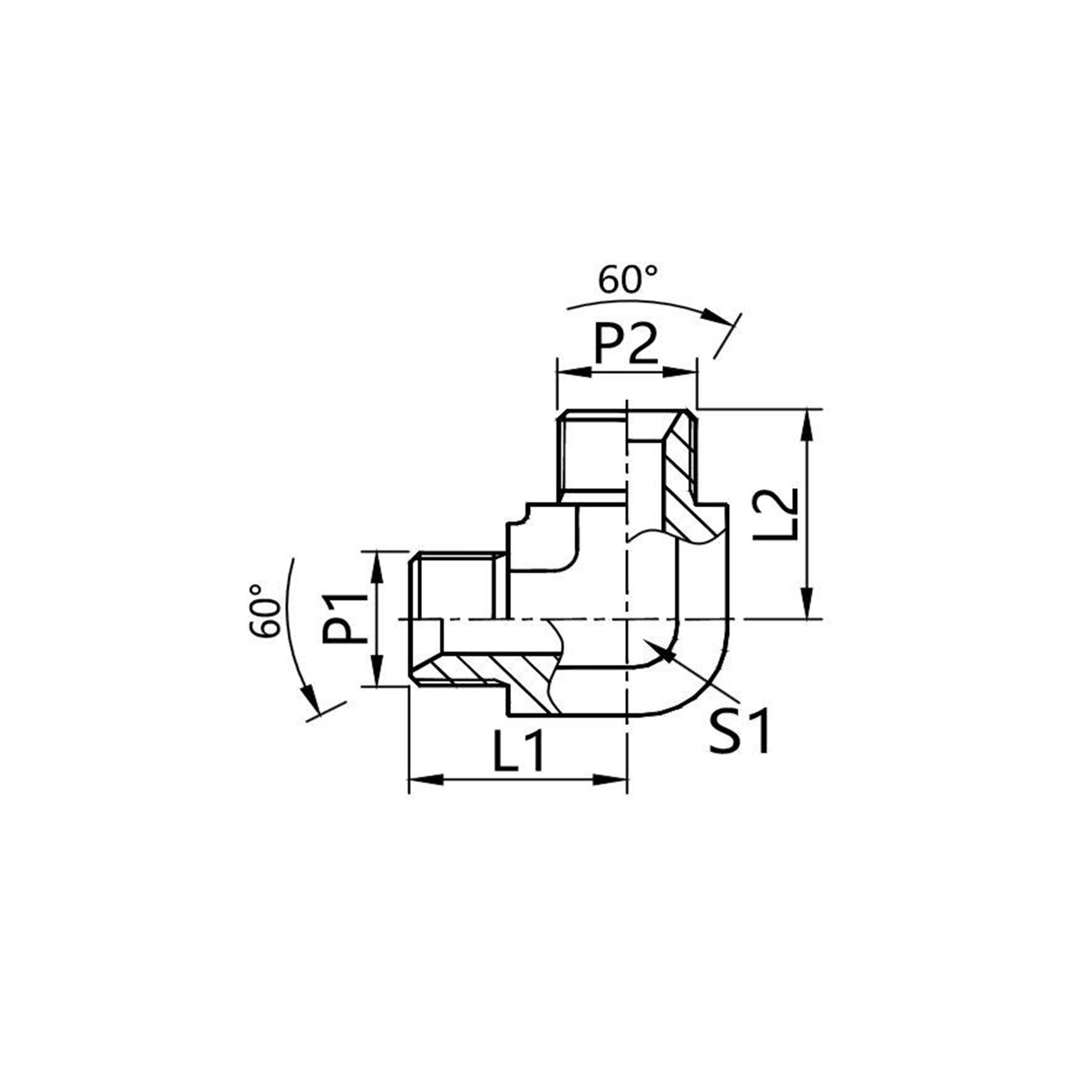 1B9 90°弯英管外螺纹60°内锥密封接头