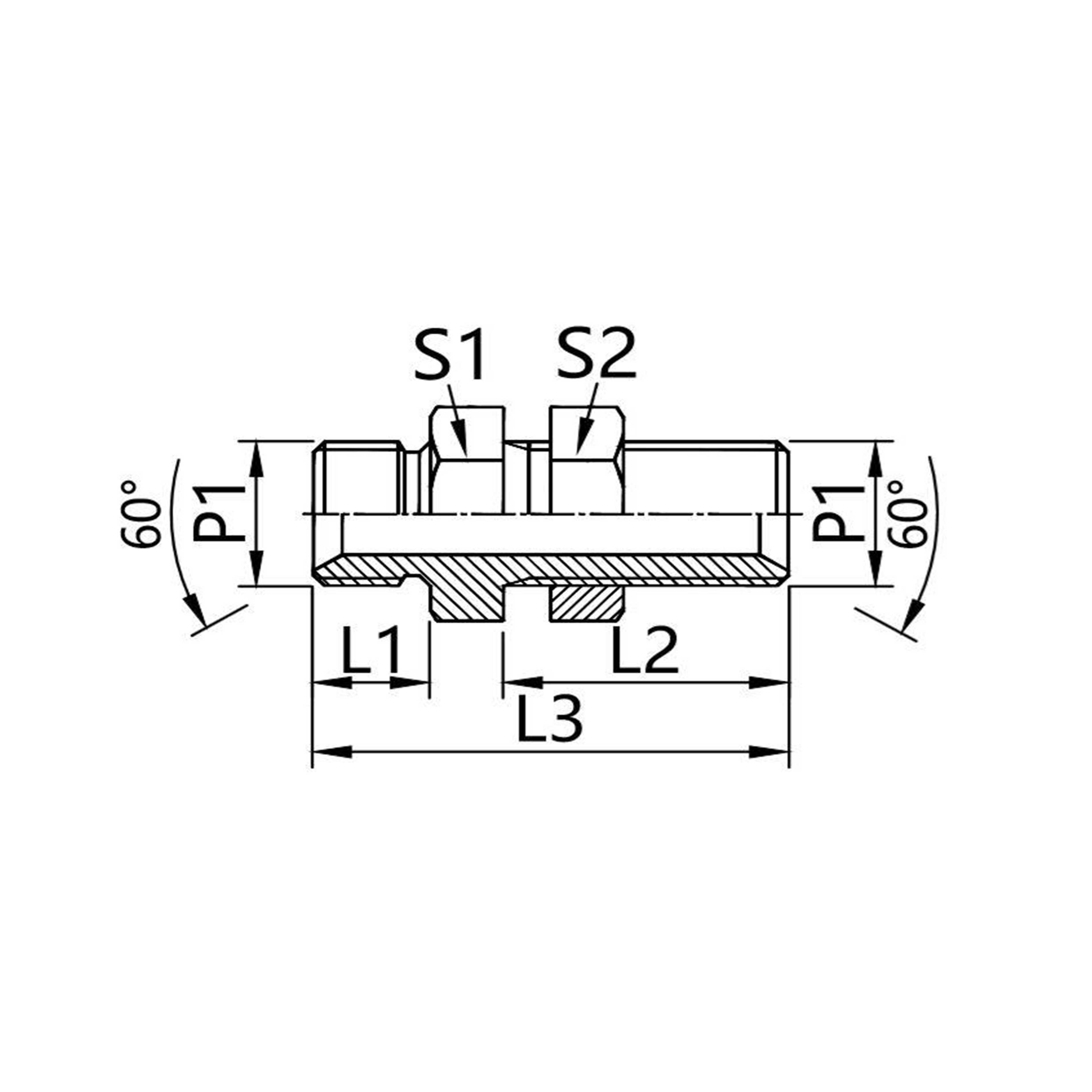 6B-LN 英管外螺纹60°内锥 过板接头