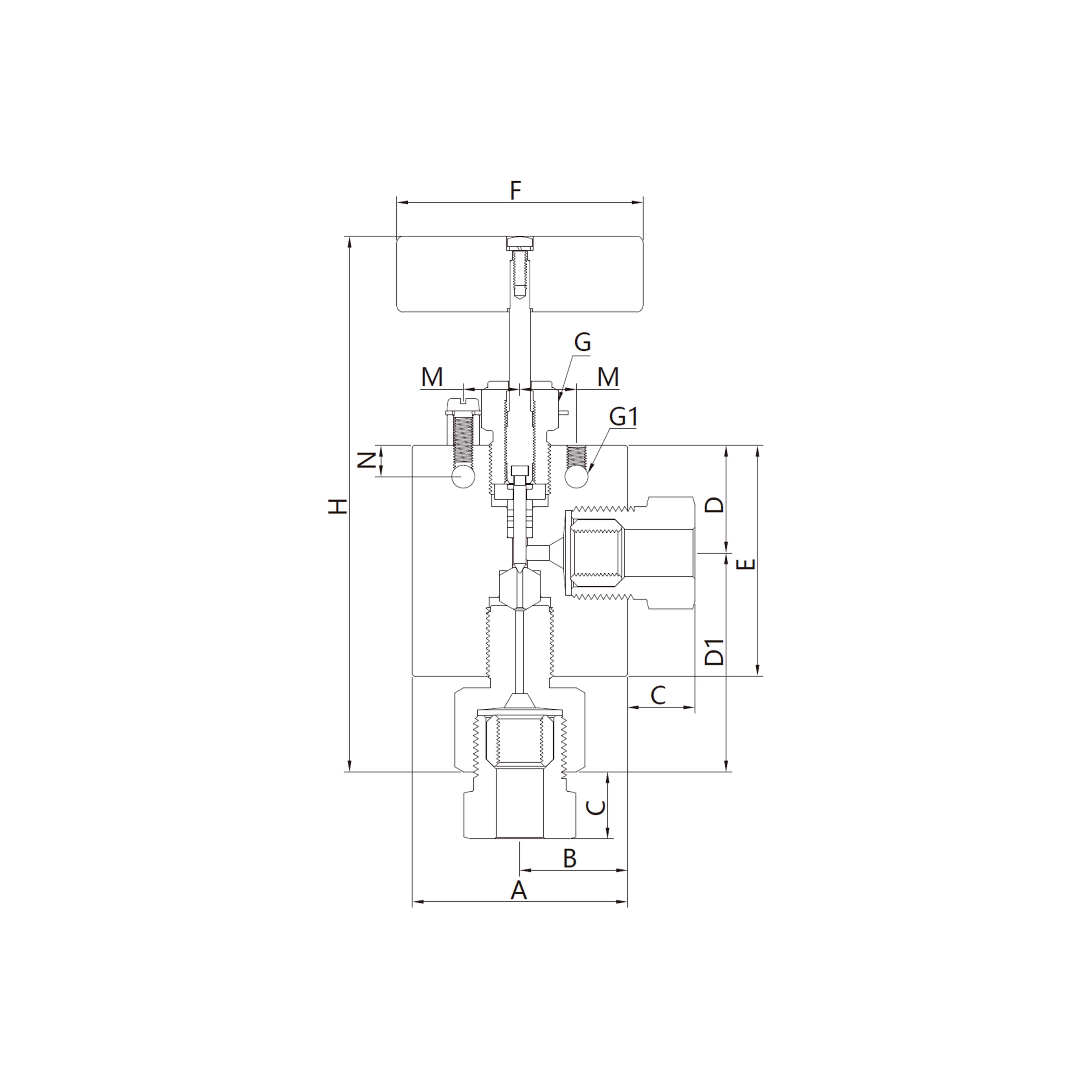 60N(Tube接口,两通)角型（可更换阀座）