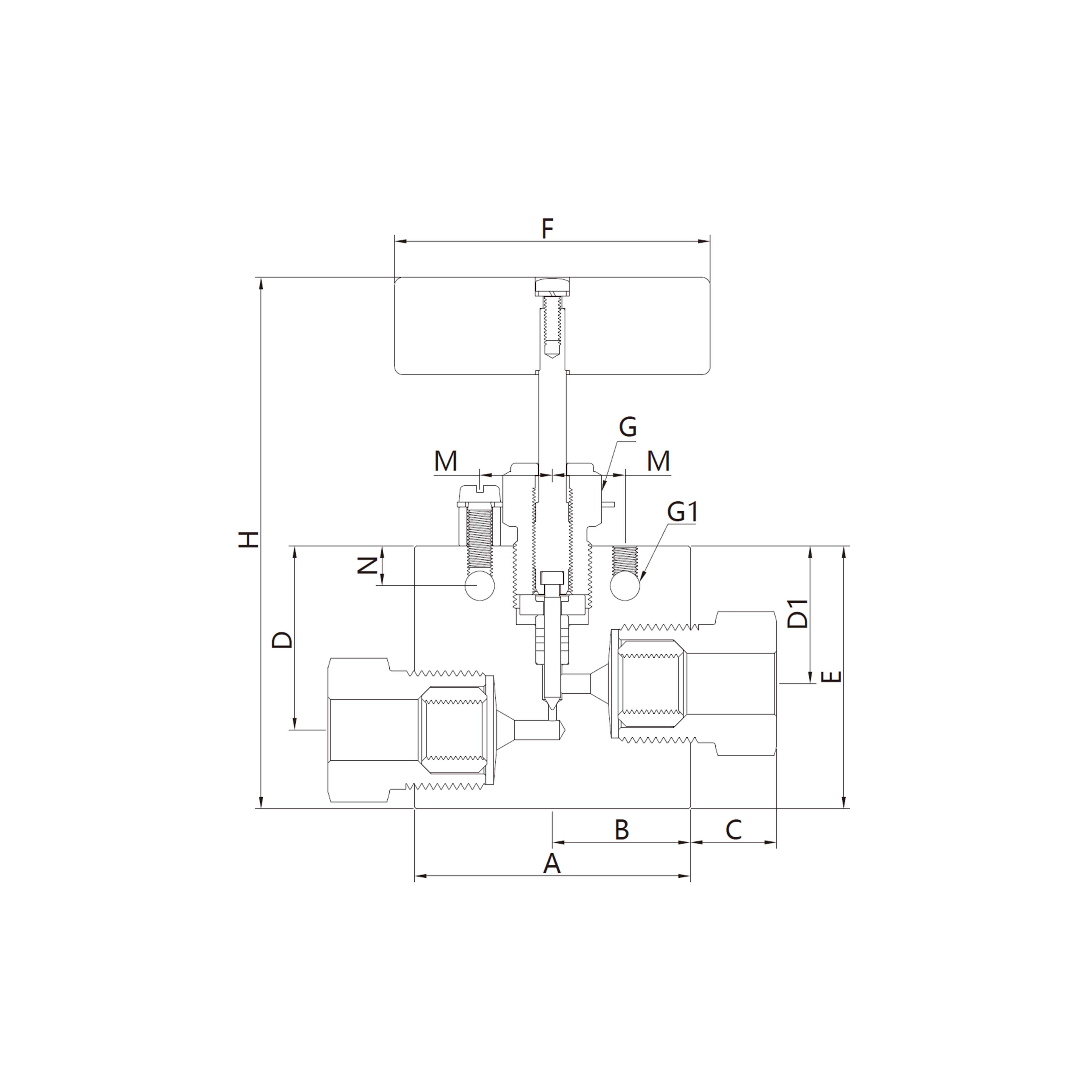 60N(Tube接口,两通)直通型