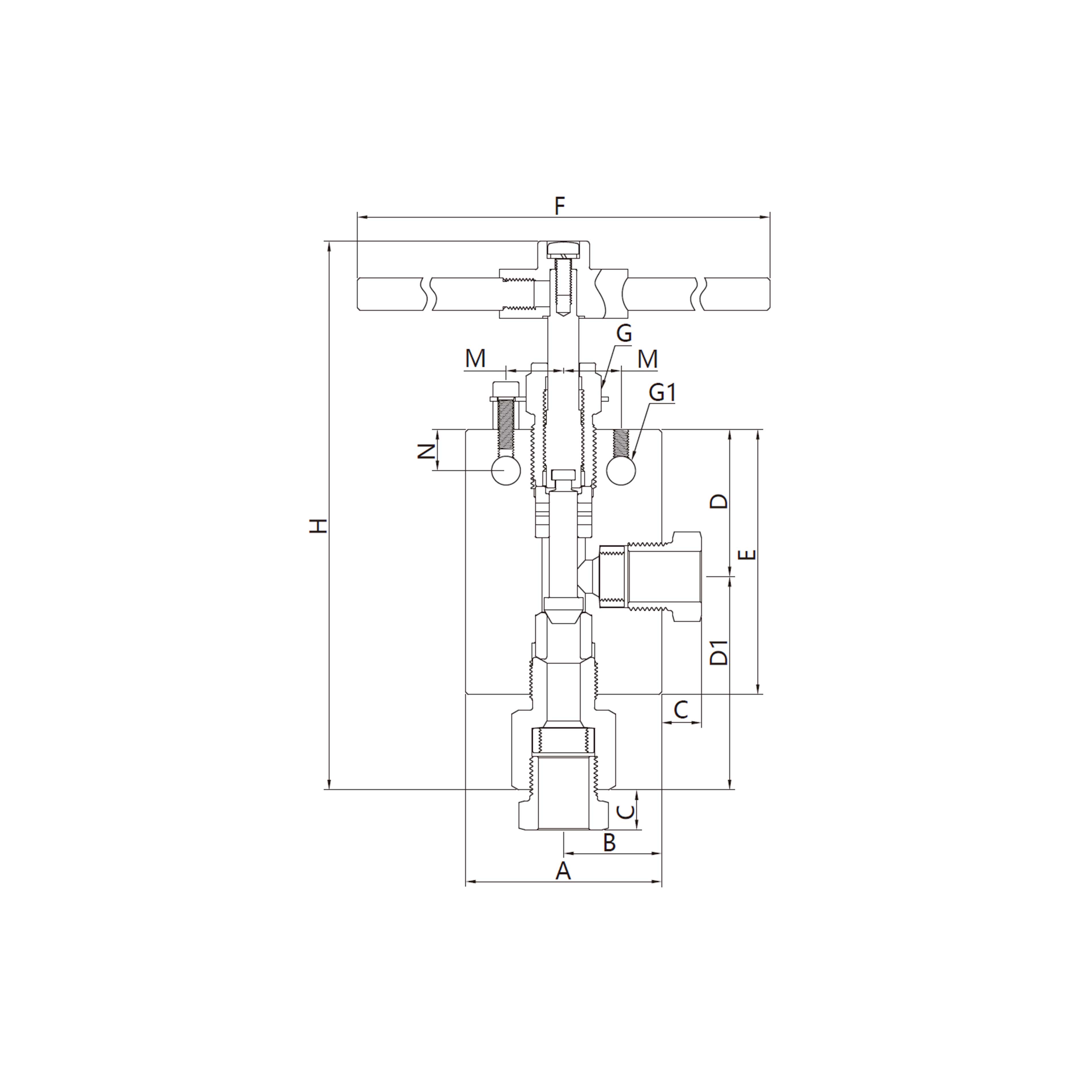10N(Tube接口,两通) 角型（可更换阀座）