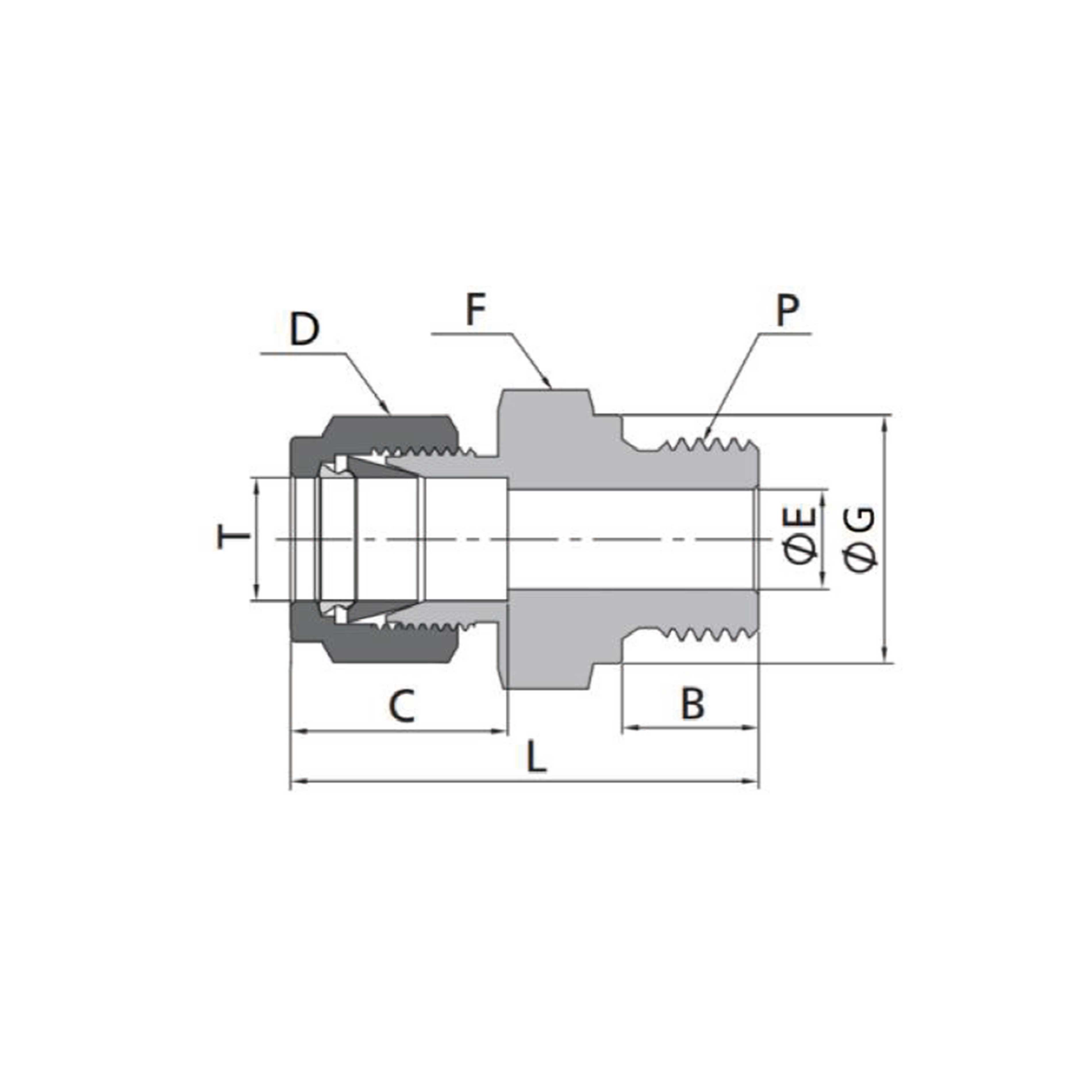 Male Connectors(Fractional Tube to ISO Parallel Thread)