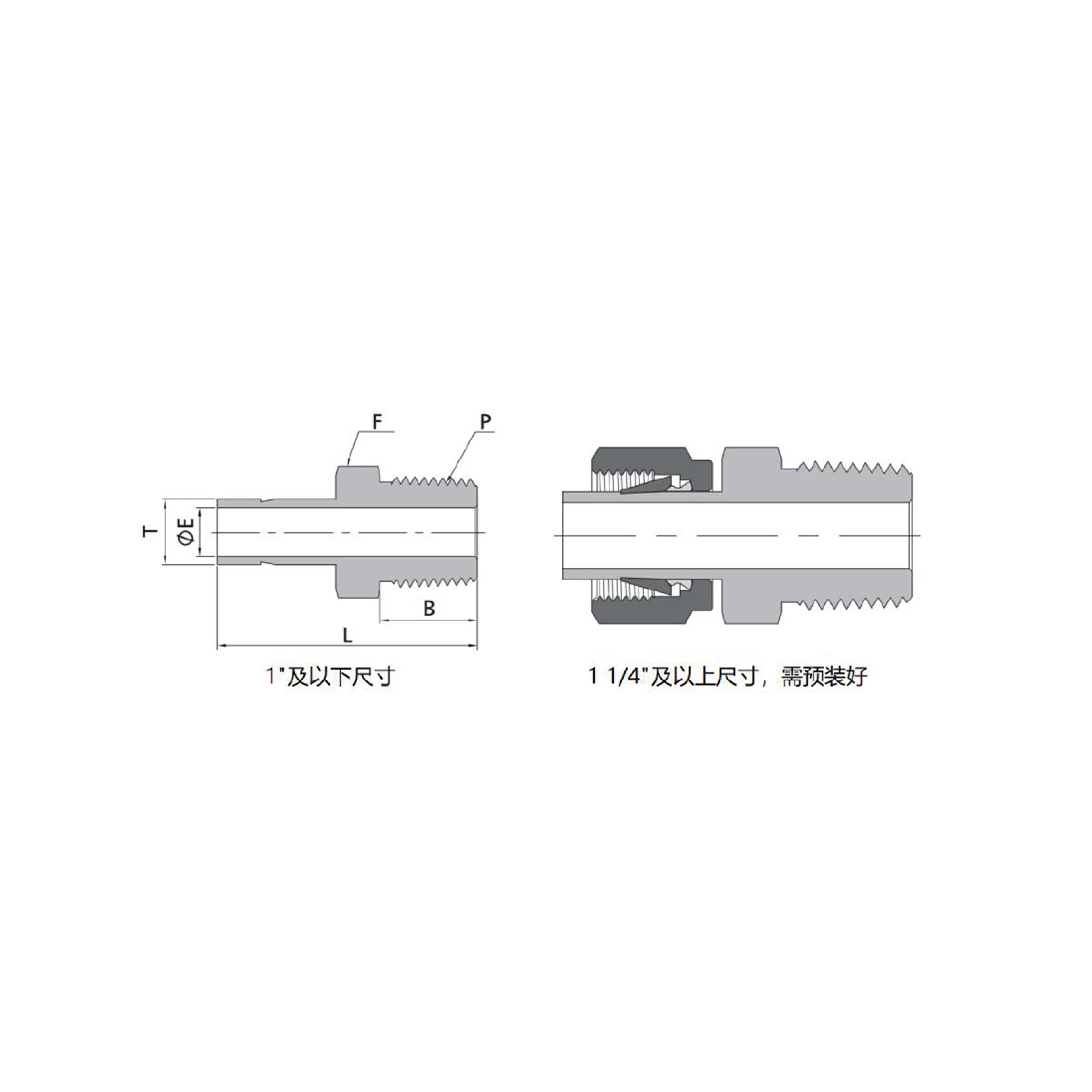 Male Adapters（Fractional Tube to NPT/RT Thread）