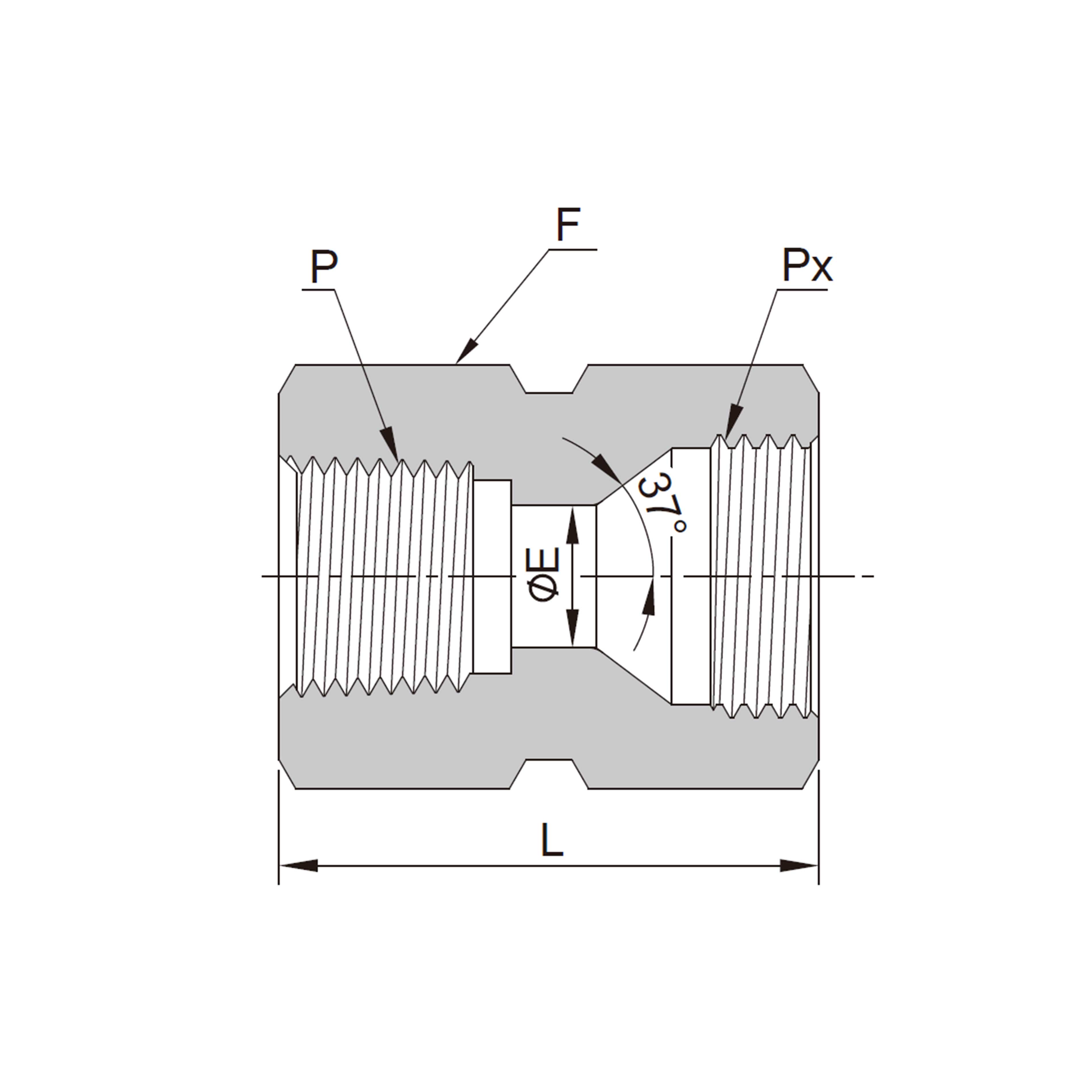 Hex Couplings（Female NPT Threads to Female JIC）