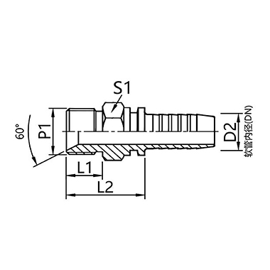 12611,12612  British pipe external thread 60° connector