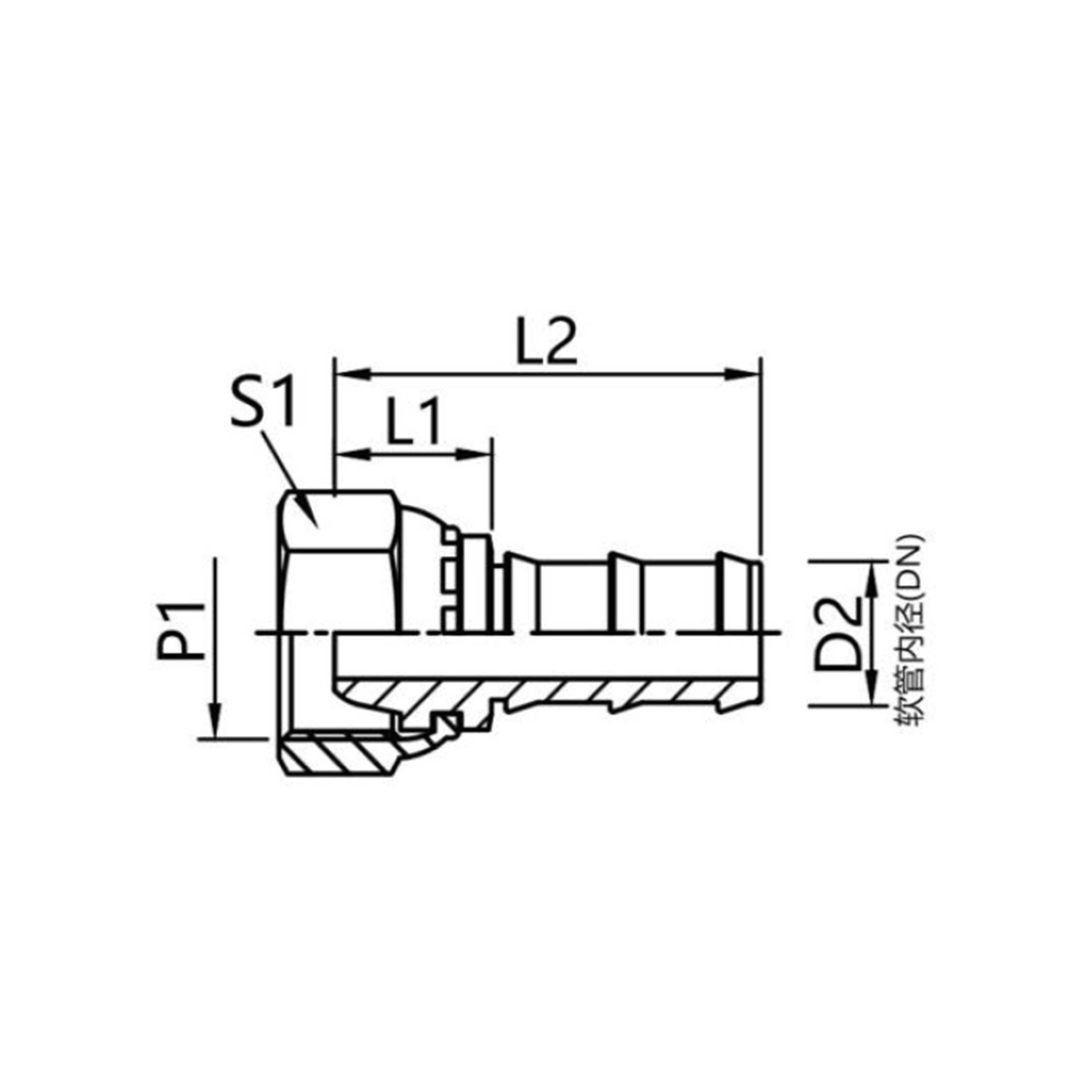 20411C-PO 60°-90°cone swivel nut connector