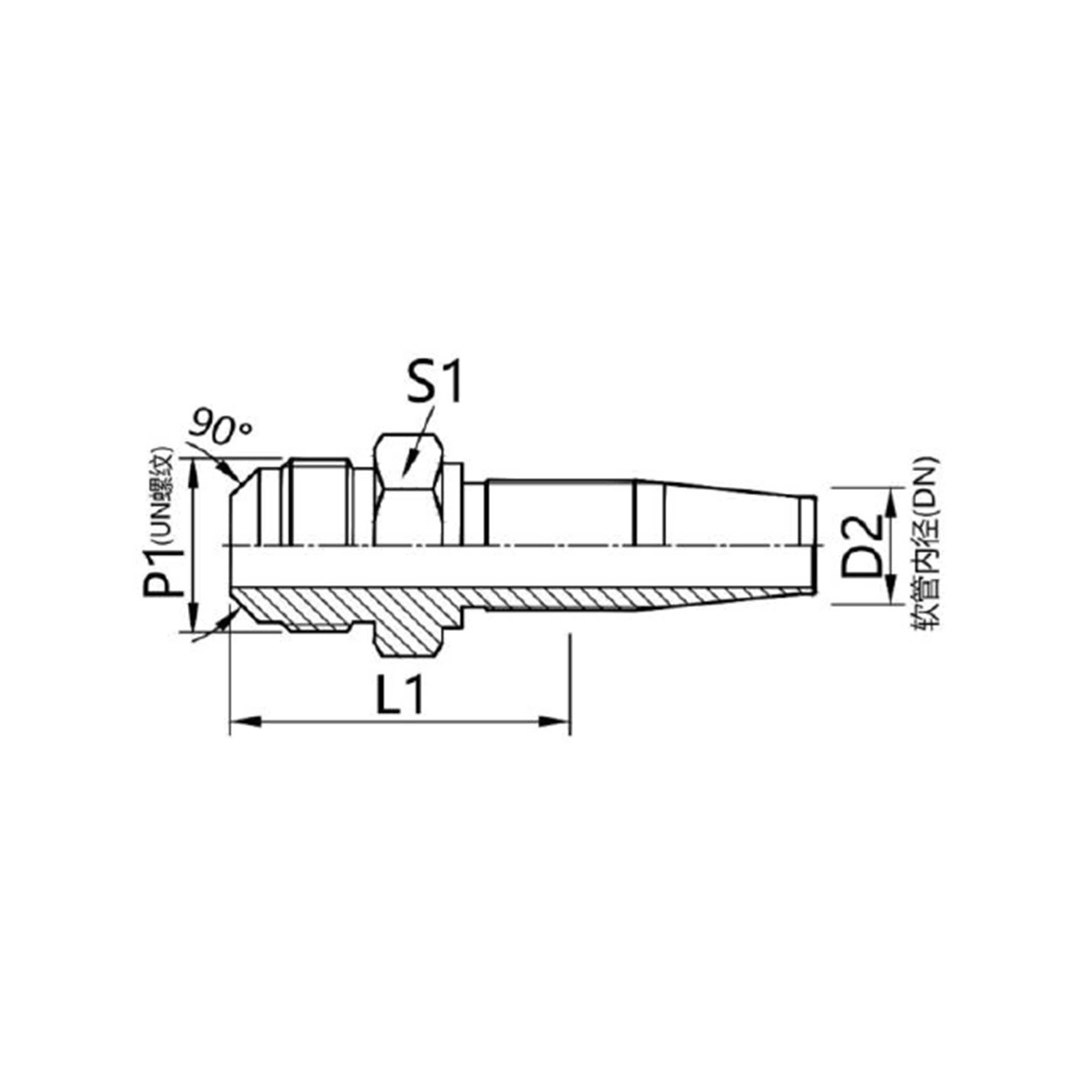 17818-R5  American SAE external thread 90 external cone connector