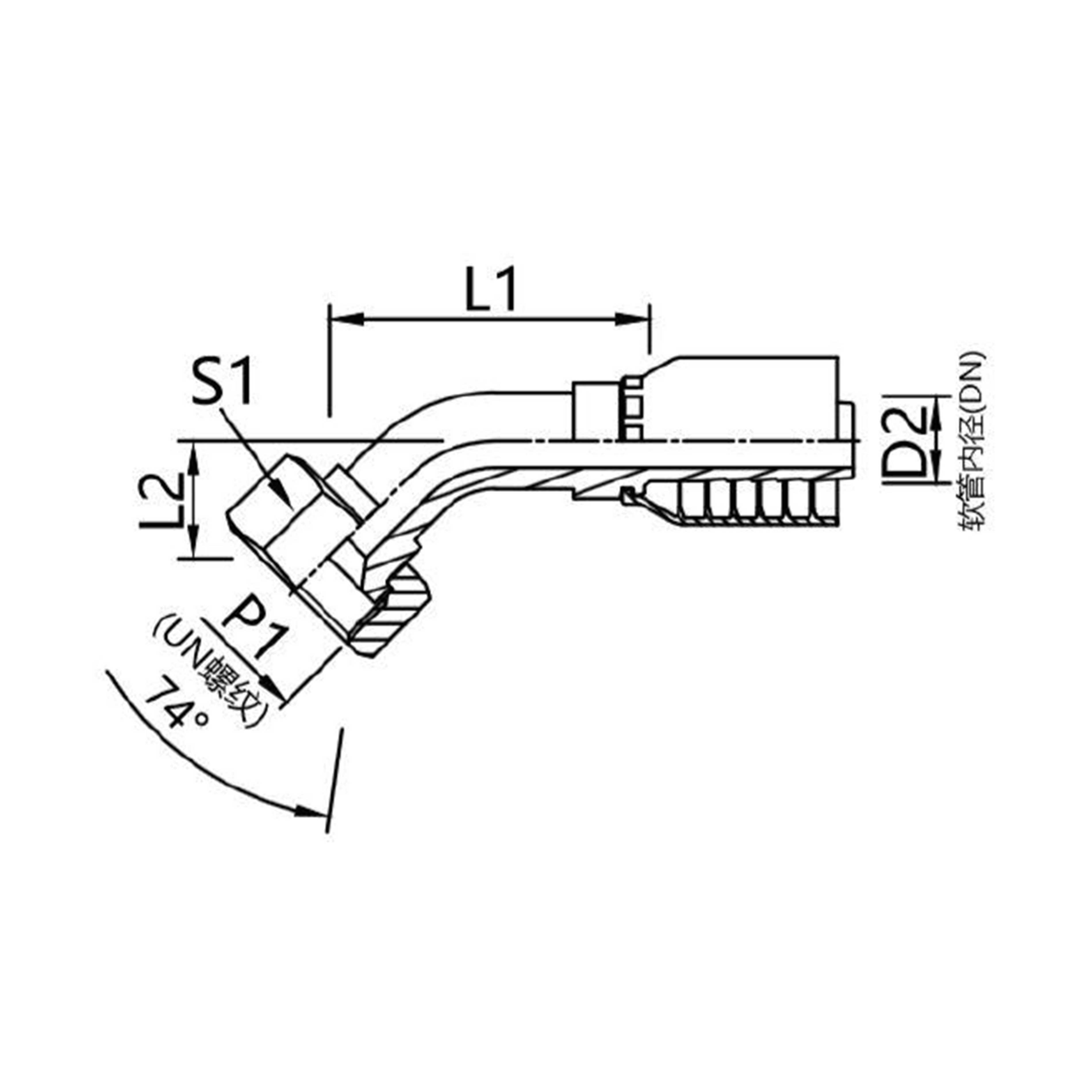 26741Y,26742Y  One-piece 45° elbow American Jlcinternal thread 74 internal cone connector
