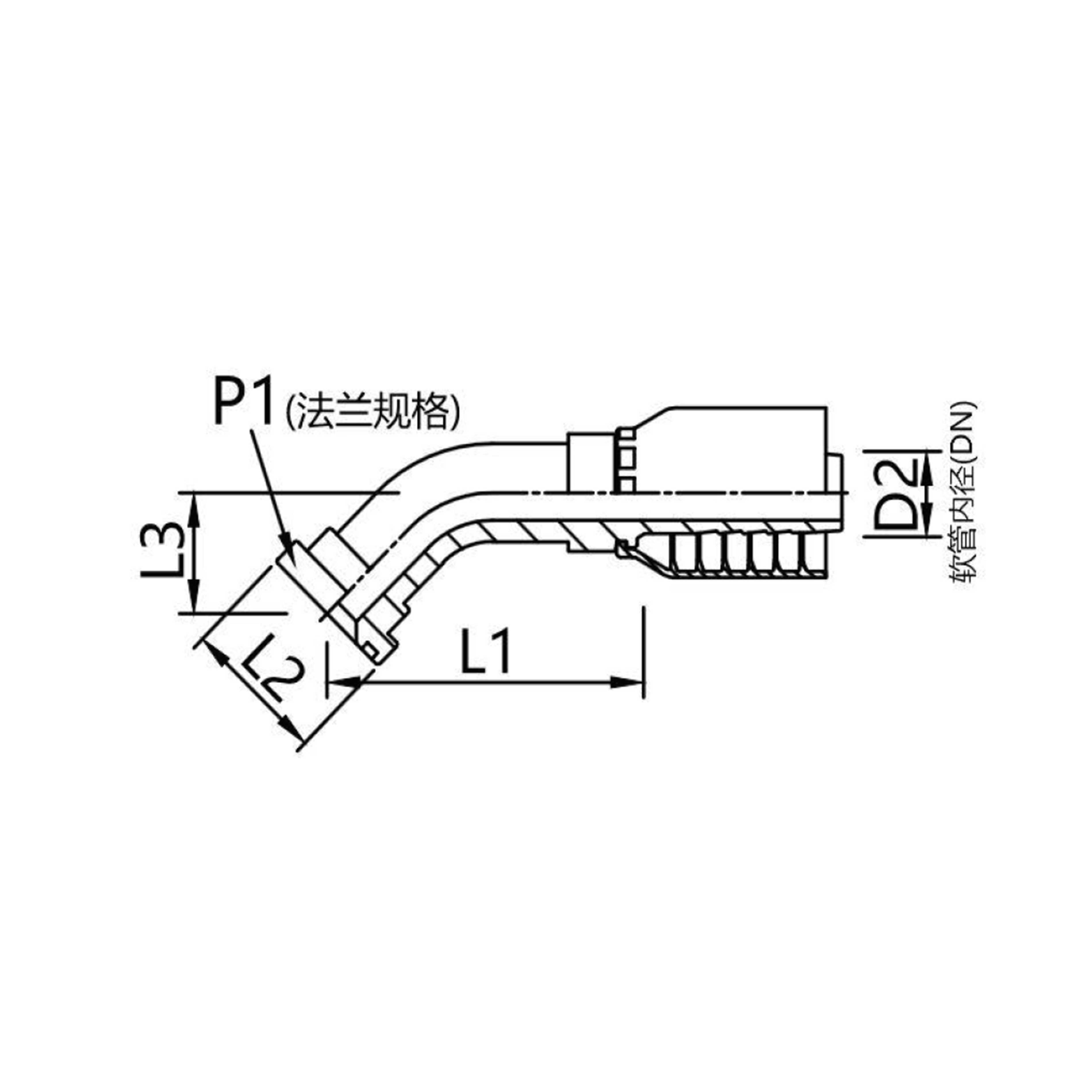87341Y,87342Y(LIGHT) 87641Y,87642Y(HEAY)  One-piece 45°elbow SAE flange connector