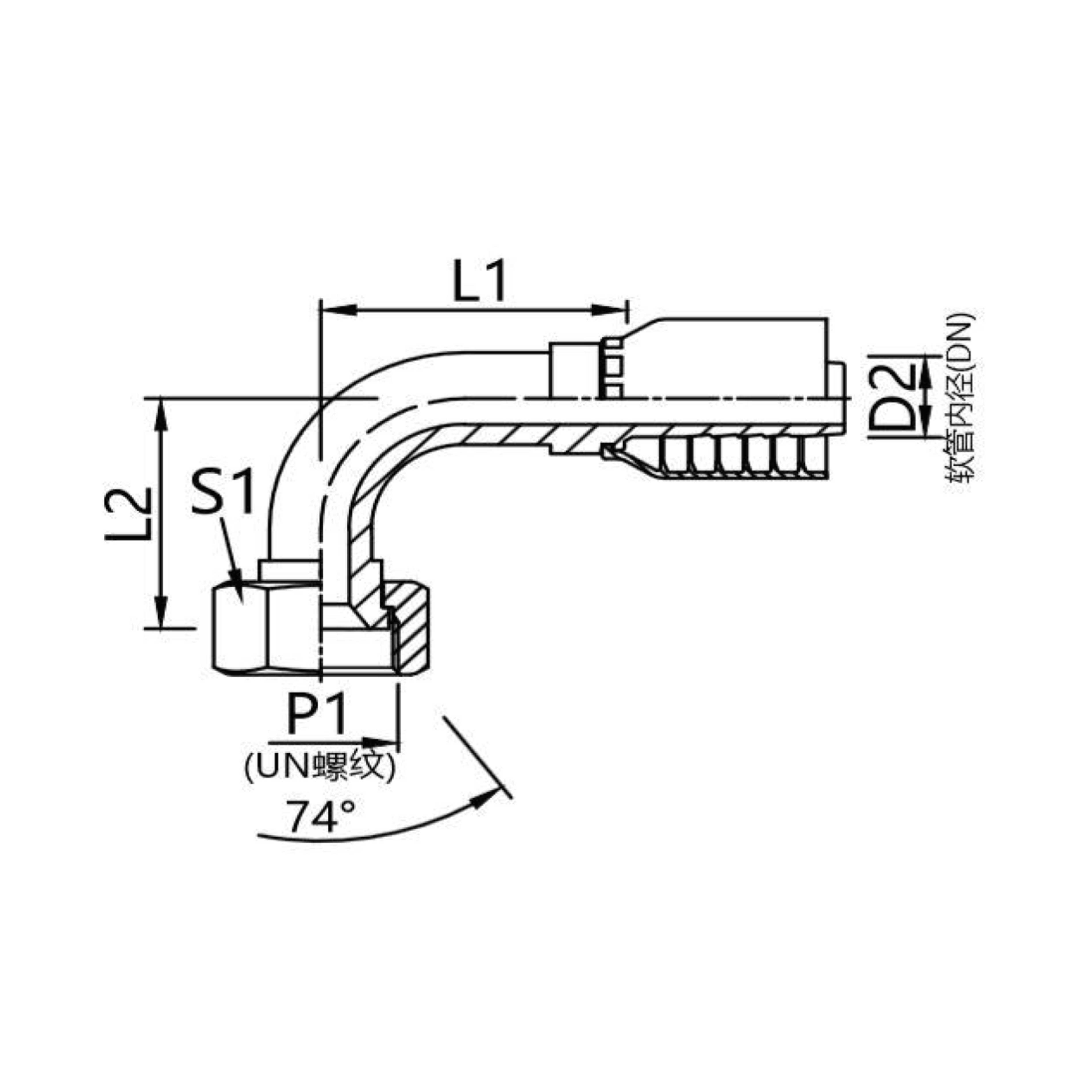 26791Y，26792Y  90° elbow American Jlc internal thread 74° internal cone connector
