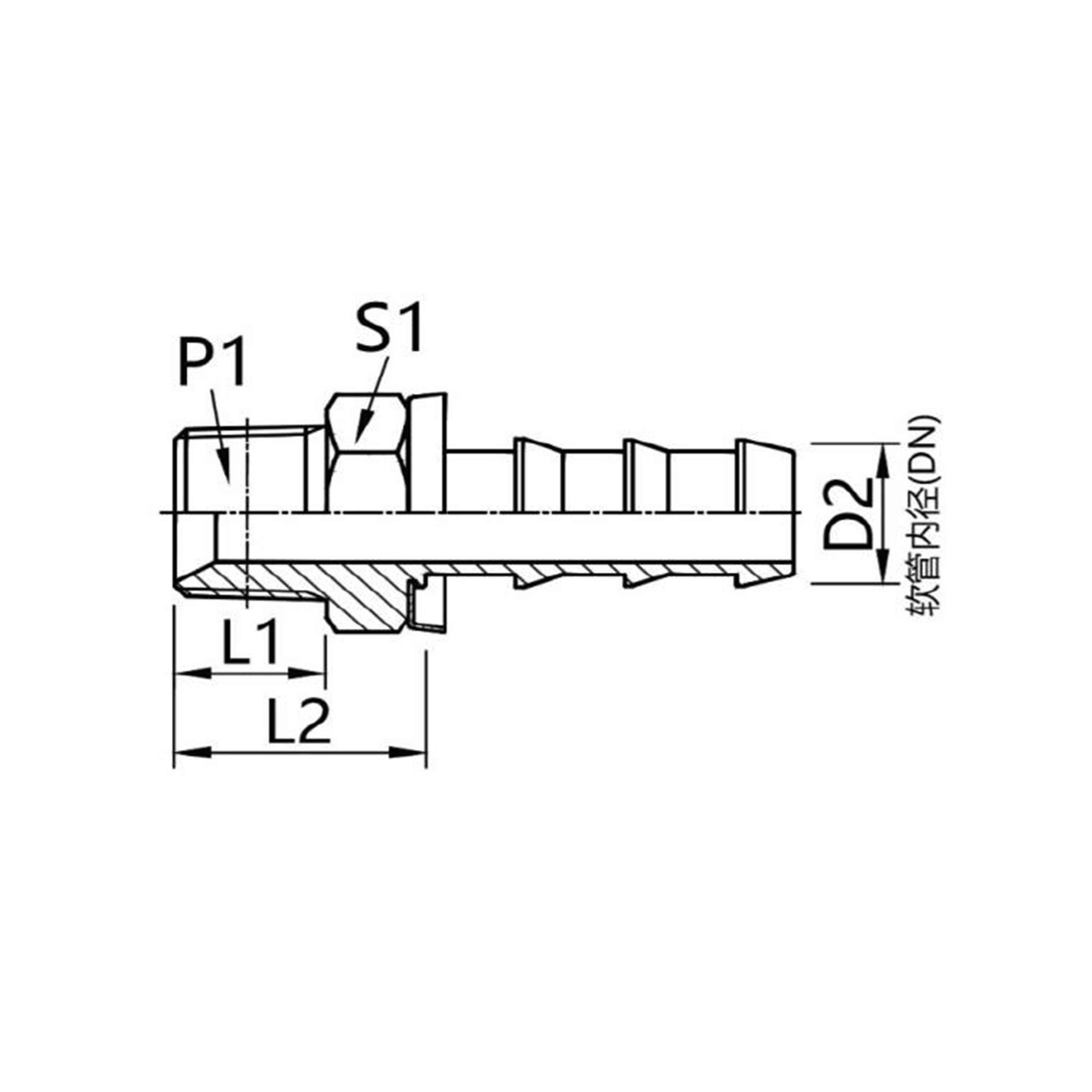 15611-PO  Taper pipe external thread connector