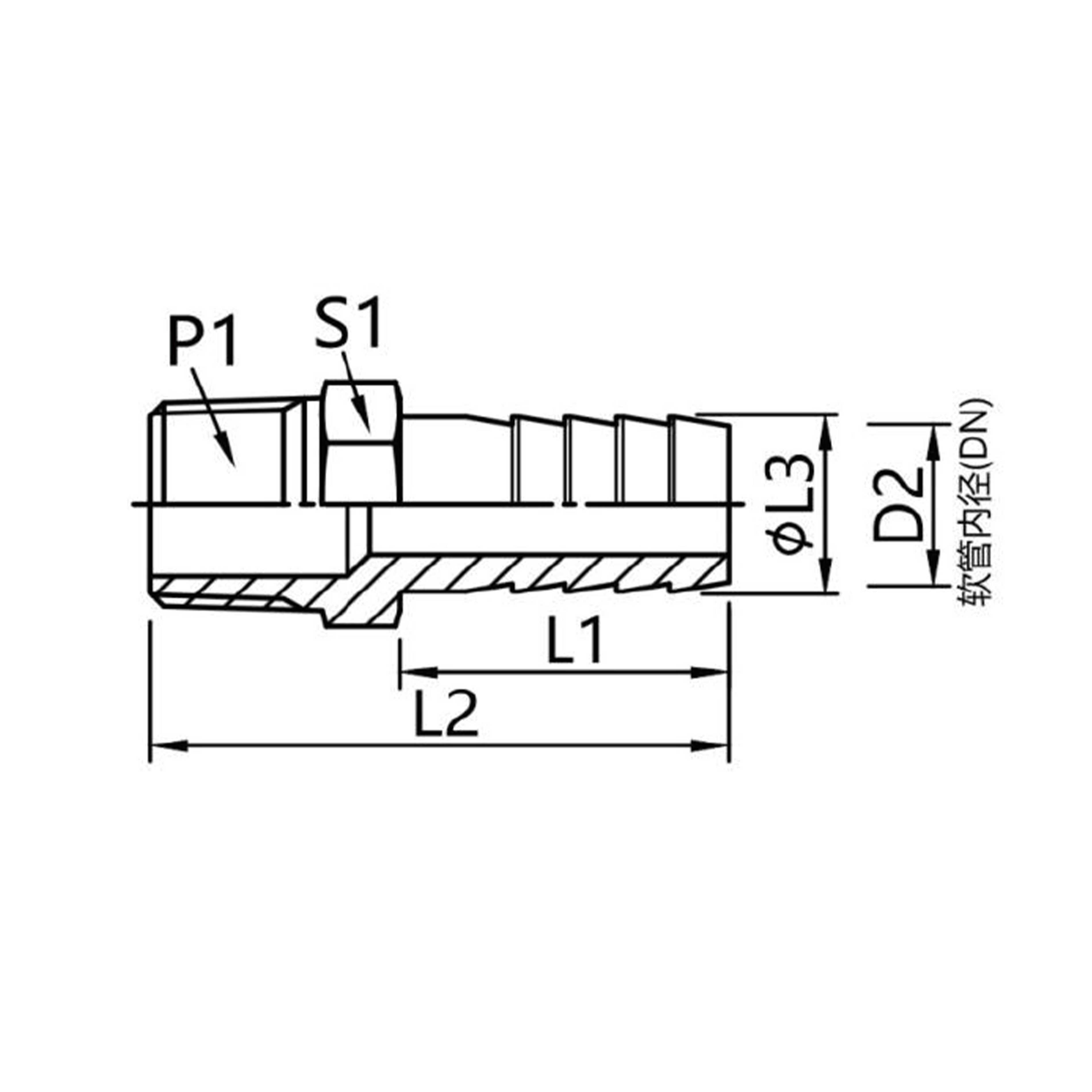 HOSNS(SUS304) HOSN British tapered pipe external thread connector
