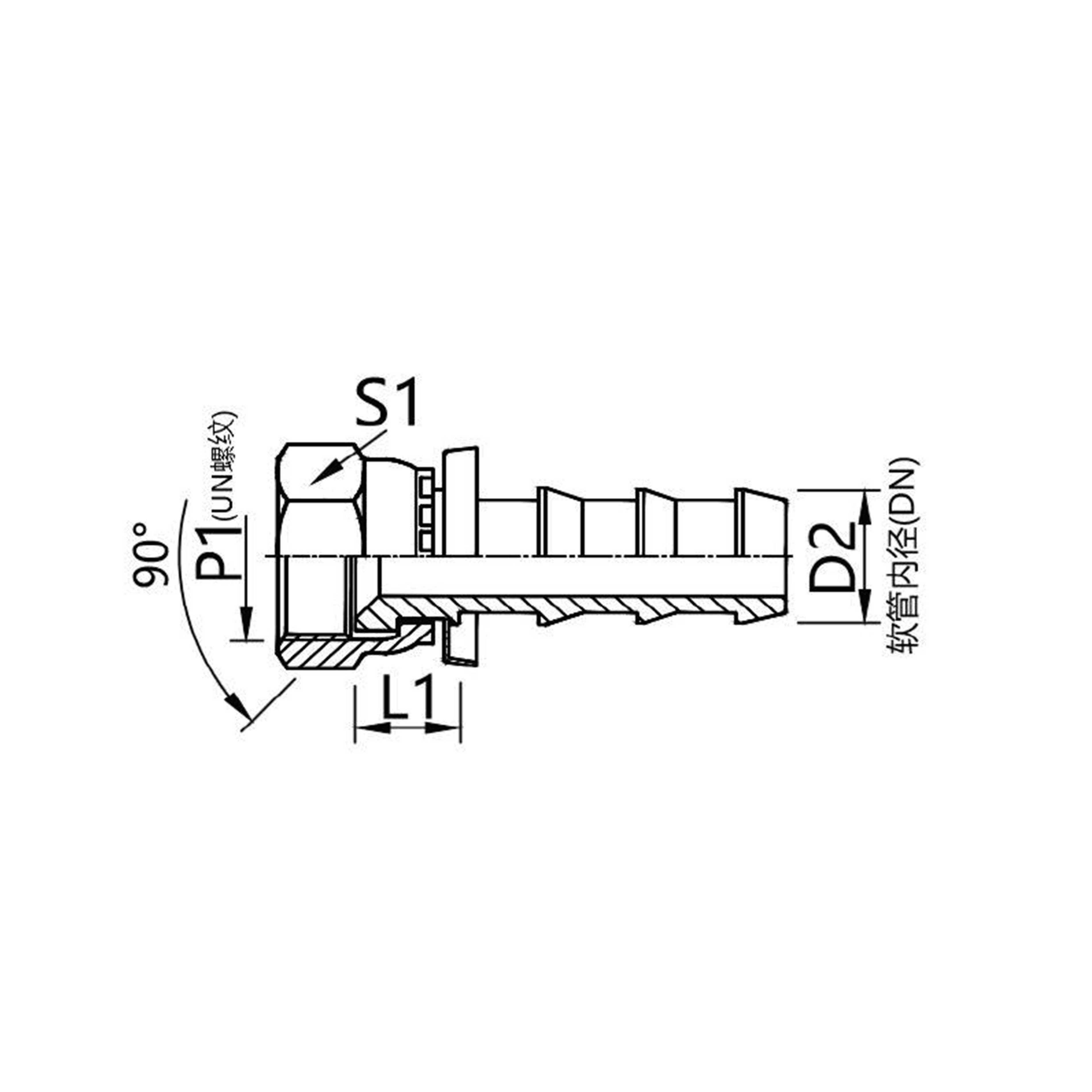 27811-PO  American SAE internal thread 90° internal cone connector
