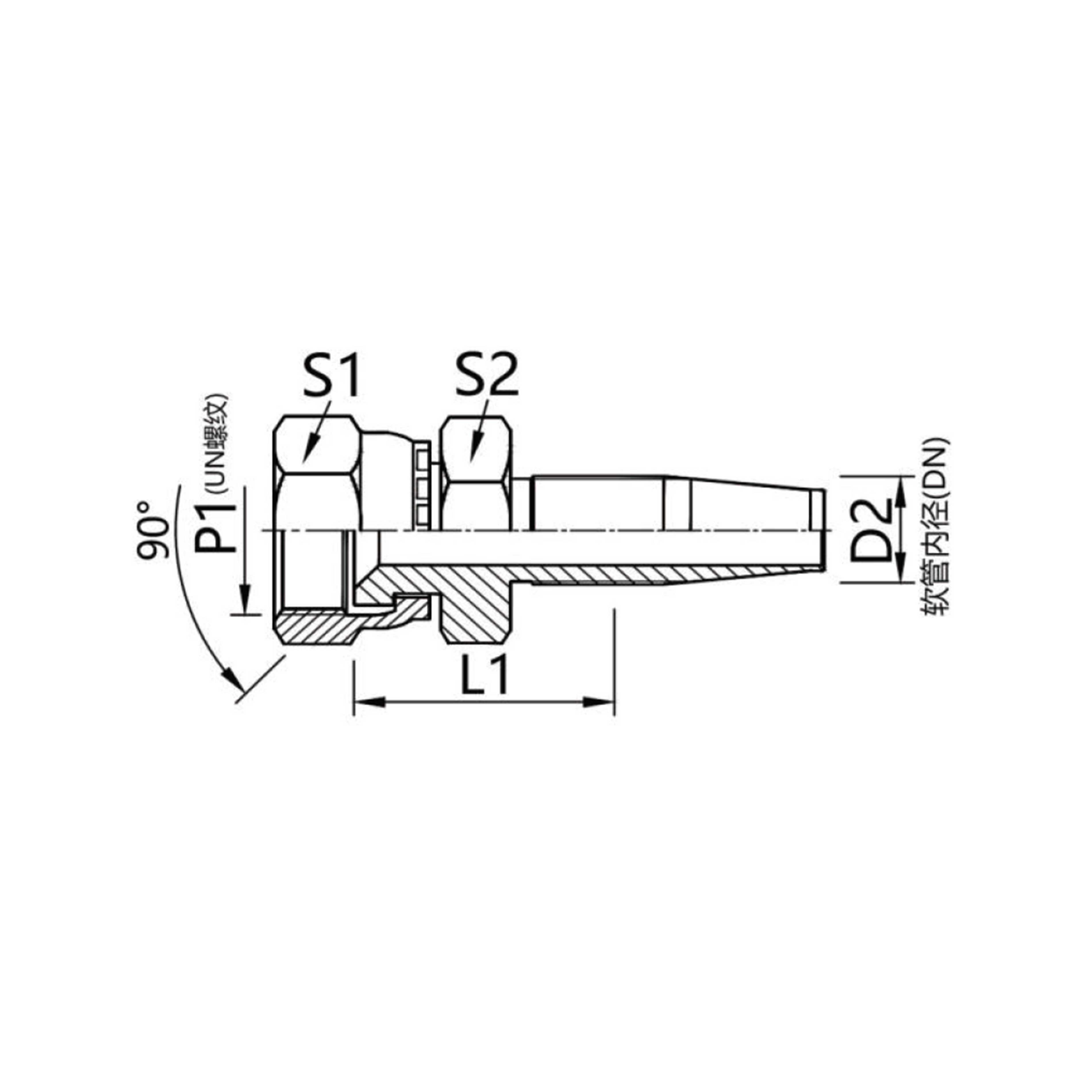 27818D-R5  American-made SAE internal thread 90° internal cone connector