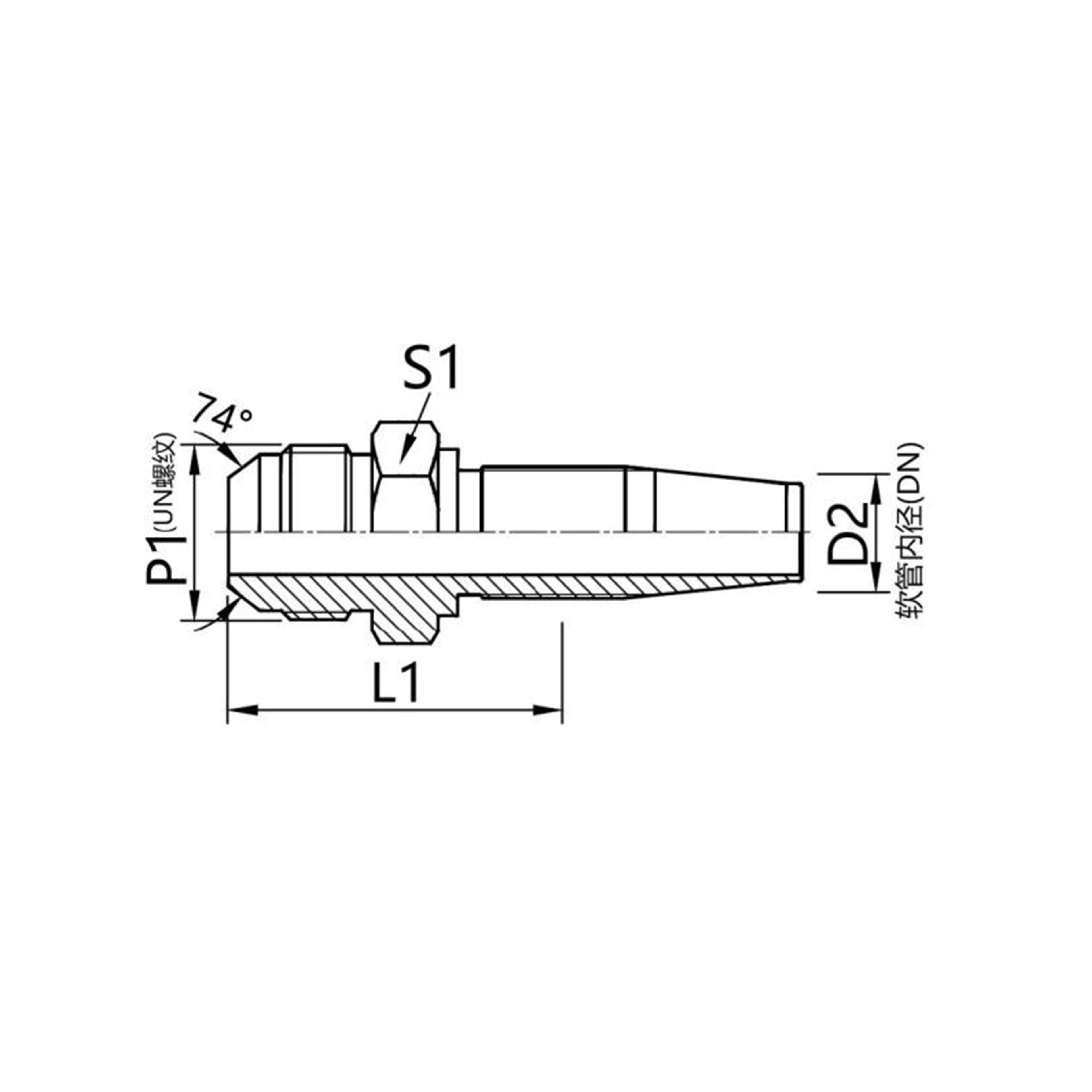 16718-R5  American Jlc external thread 74° external cone connector