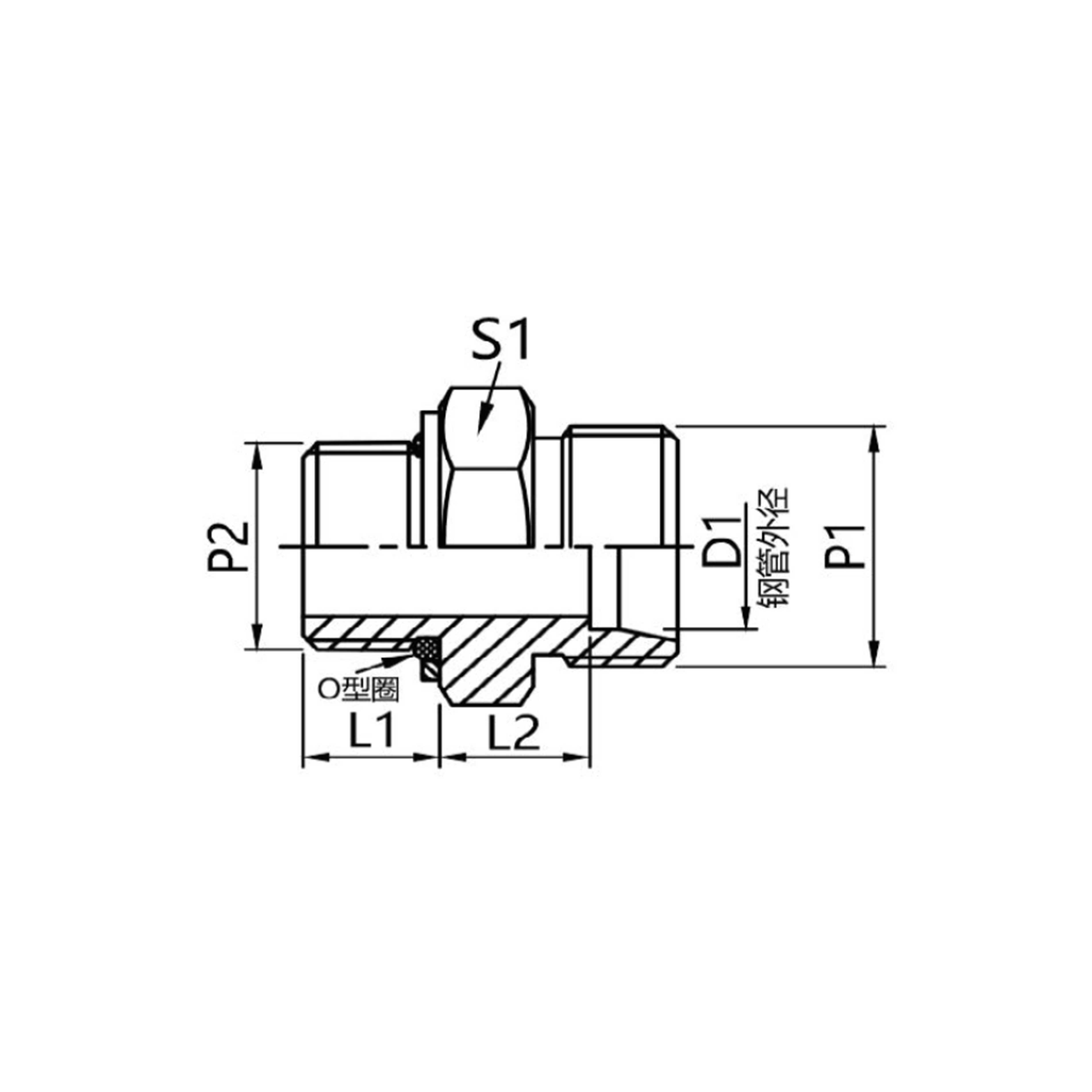GE-MOG  Metric male thread compression adapter