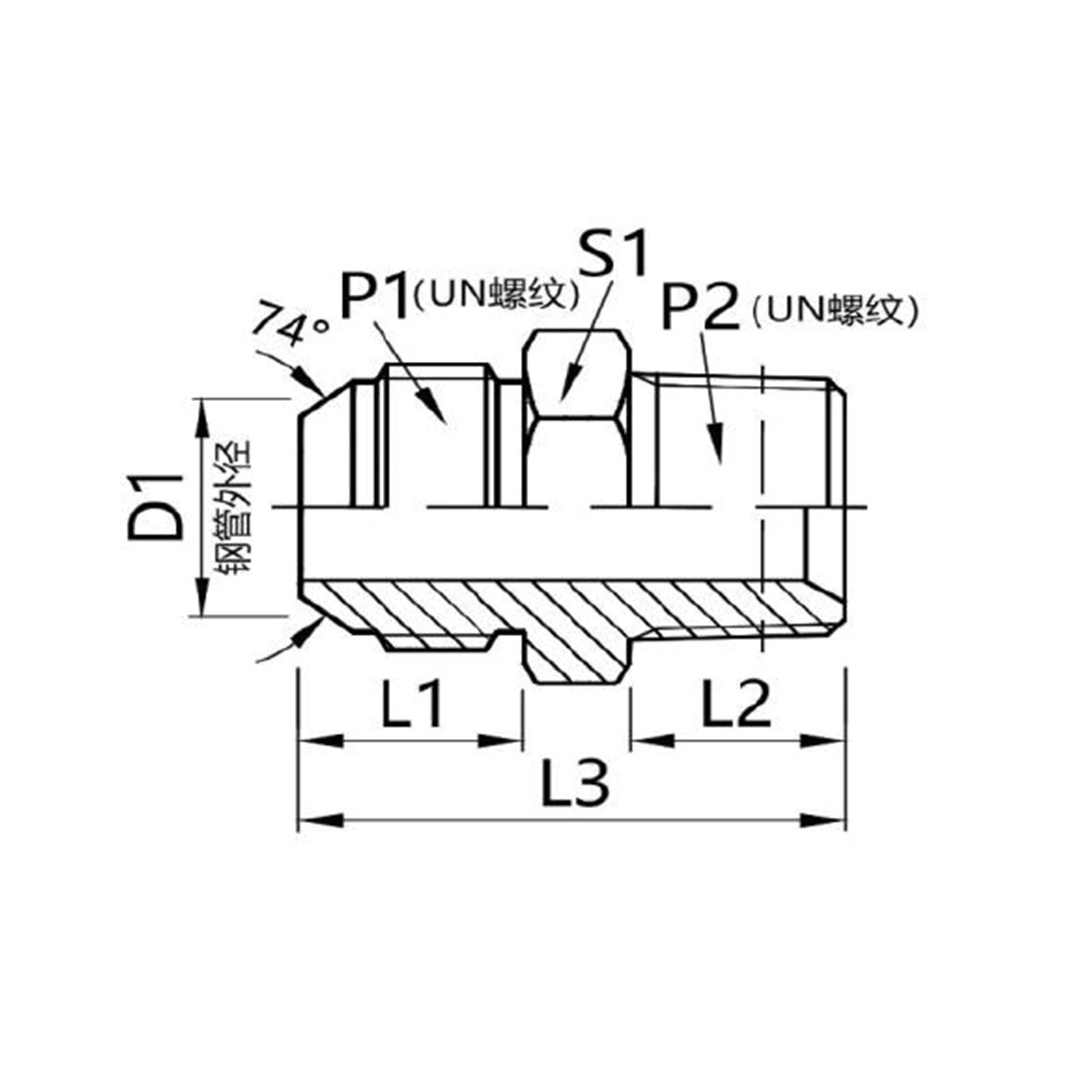 1JN Straight — Male BSPT Thread × Male JIC 74° Cone