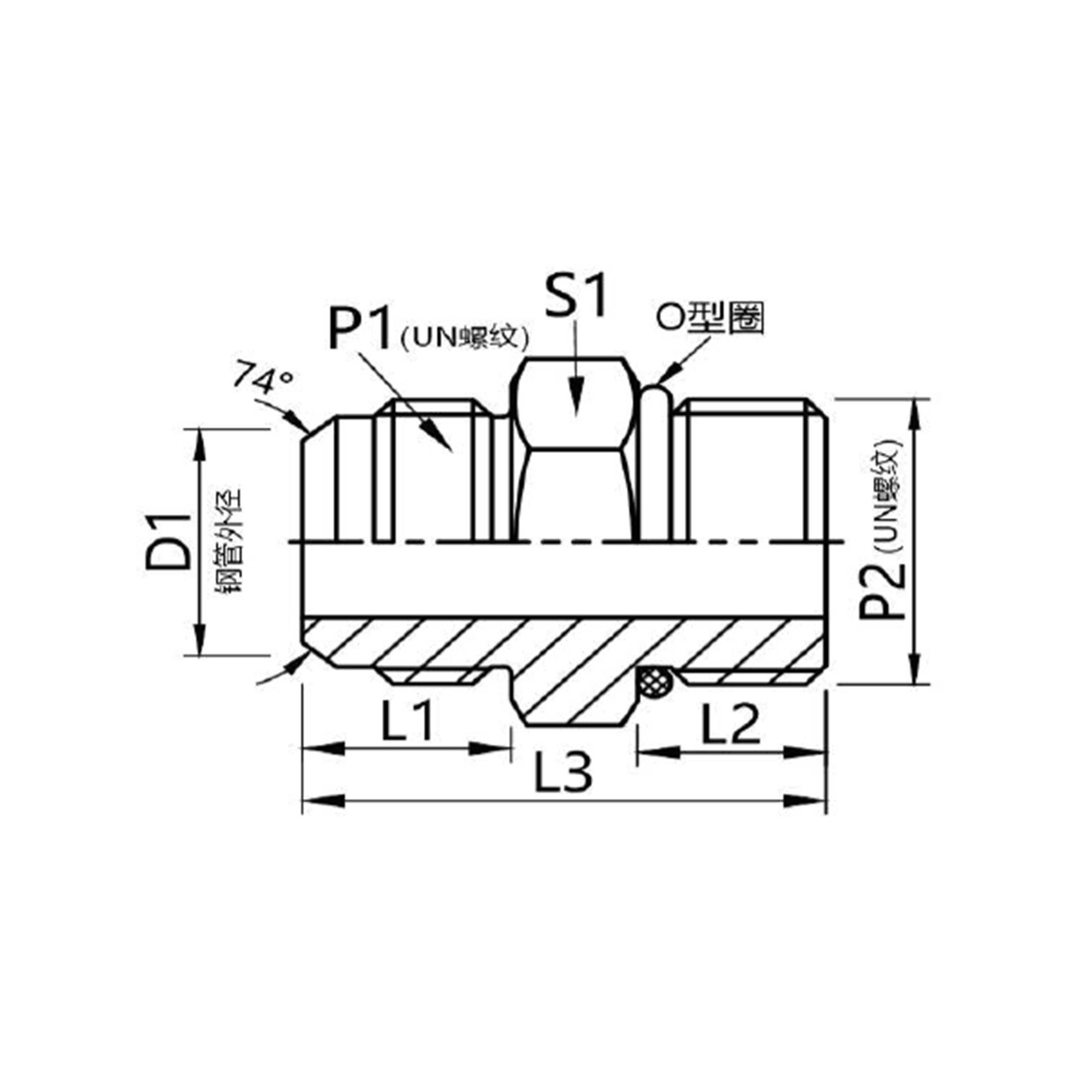1JO Straight — Male JIC 74° Cone × Male SAE O-Ring Boss (ORB) Adapter