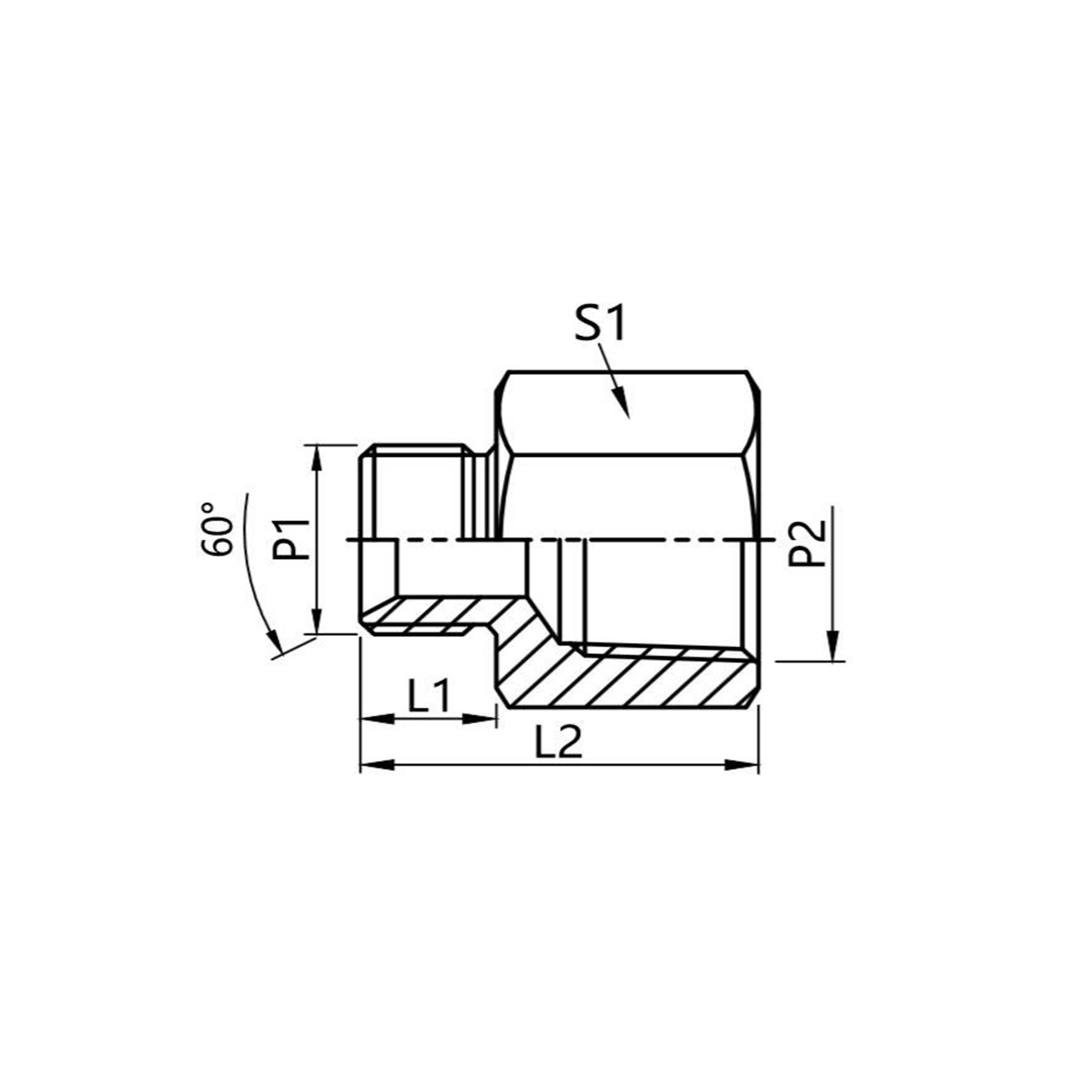 5BT — Straight Male BSPP 60° Cone / Bonded Seal Dual-Seal × Female BSPT Thread Adapter