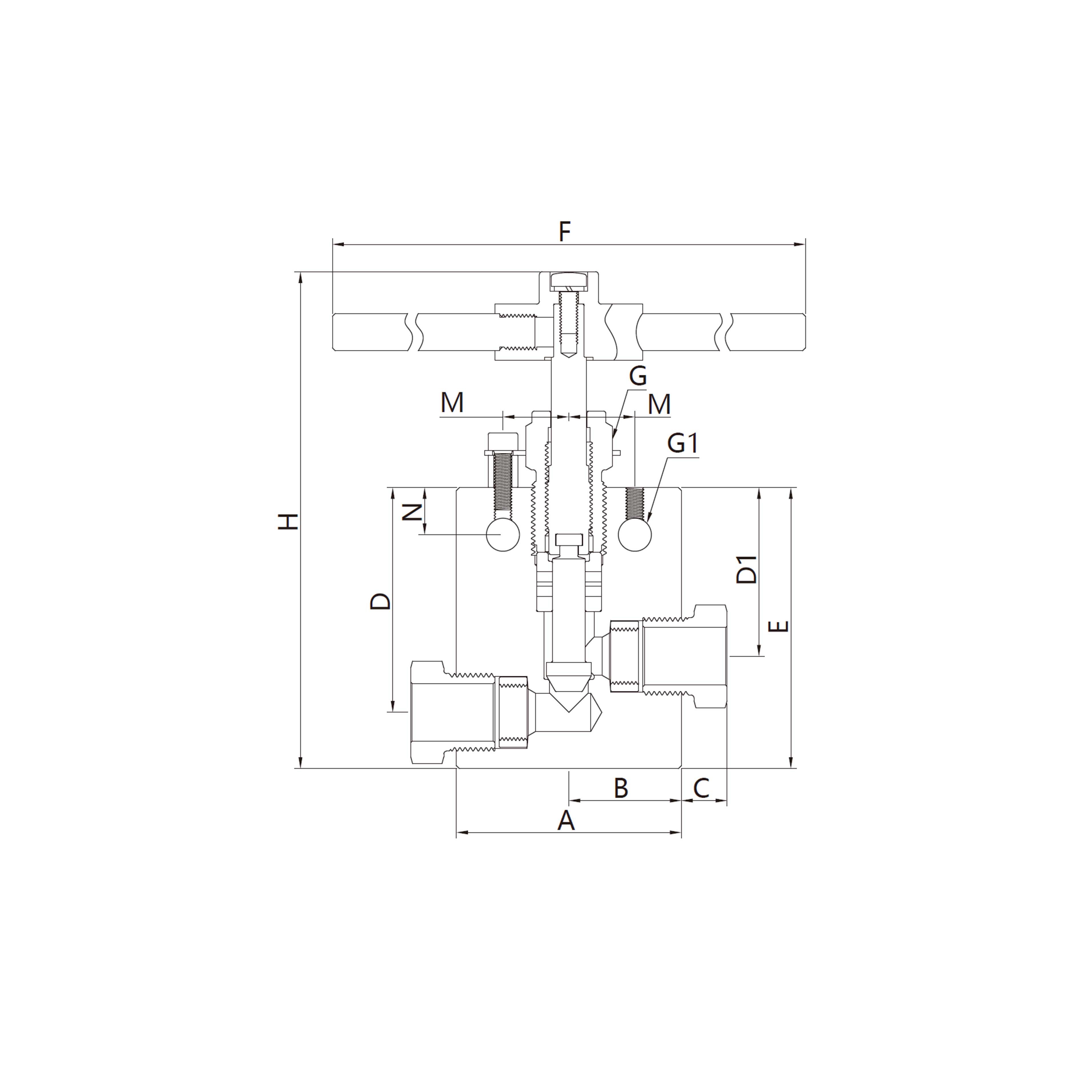 10N(Tubing Connection, 2-Way) Straight