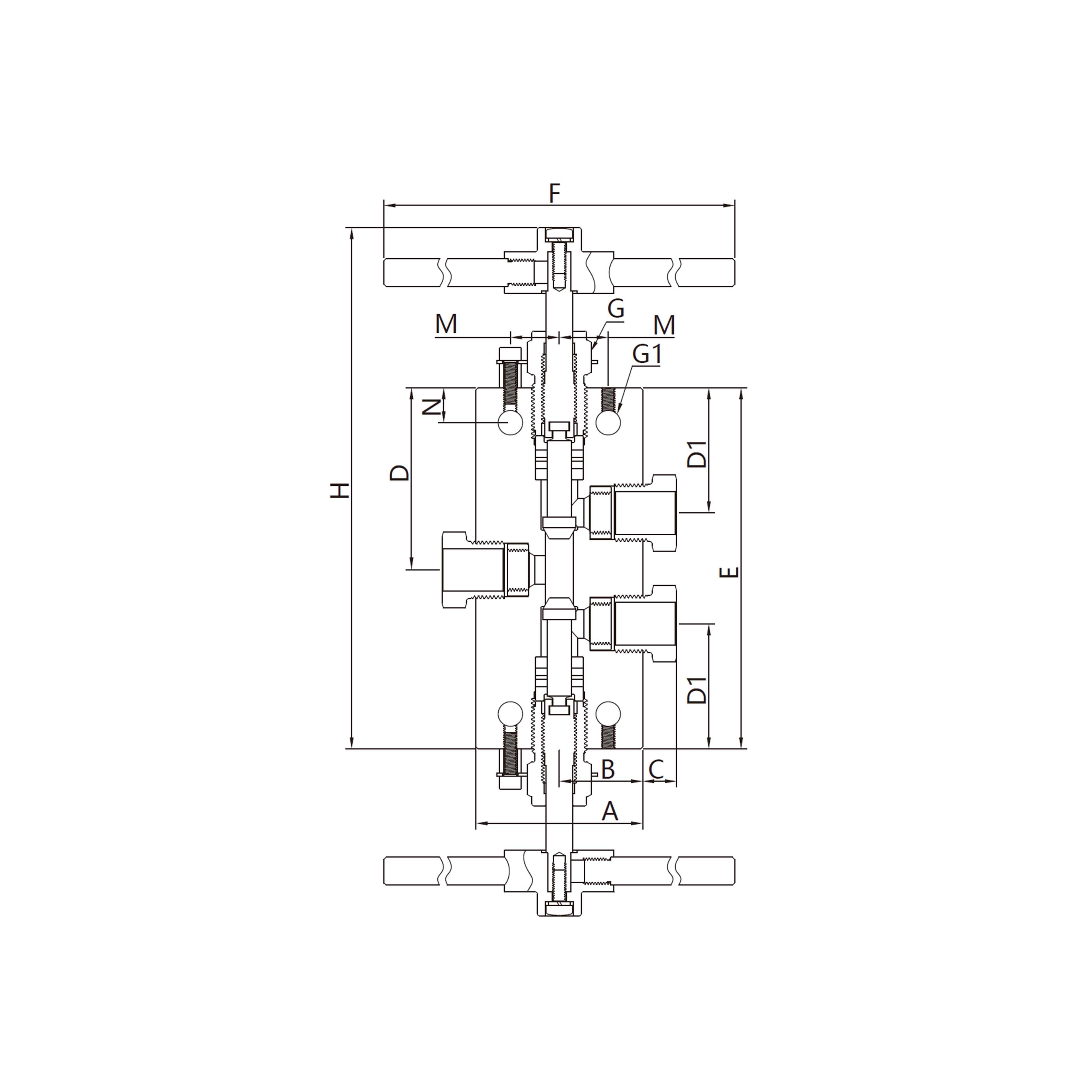 10N(Tubing Connection,3-Way) 2 stem manifold