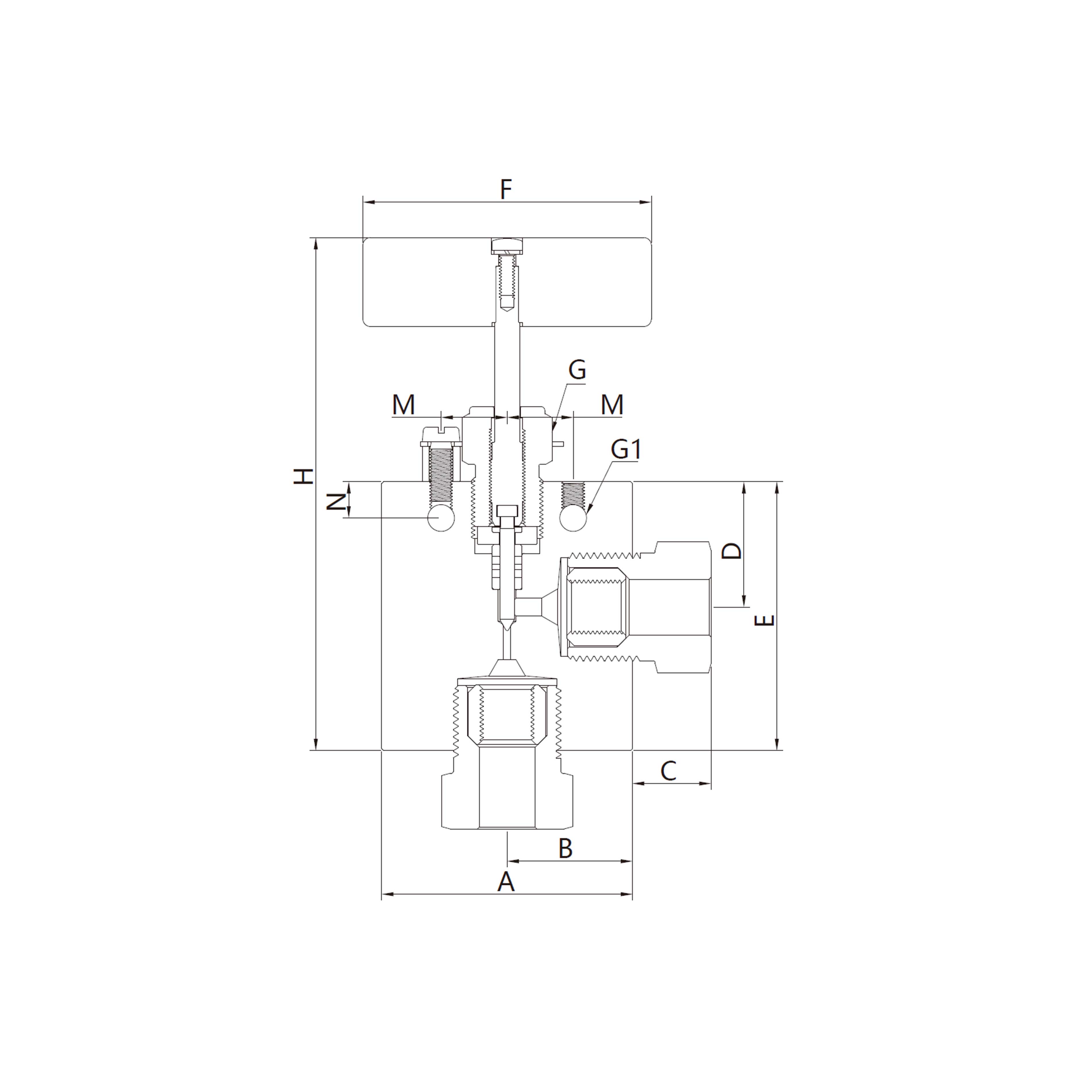 60N(Tubing Connection, 2-Way)Angle
