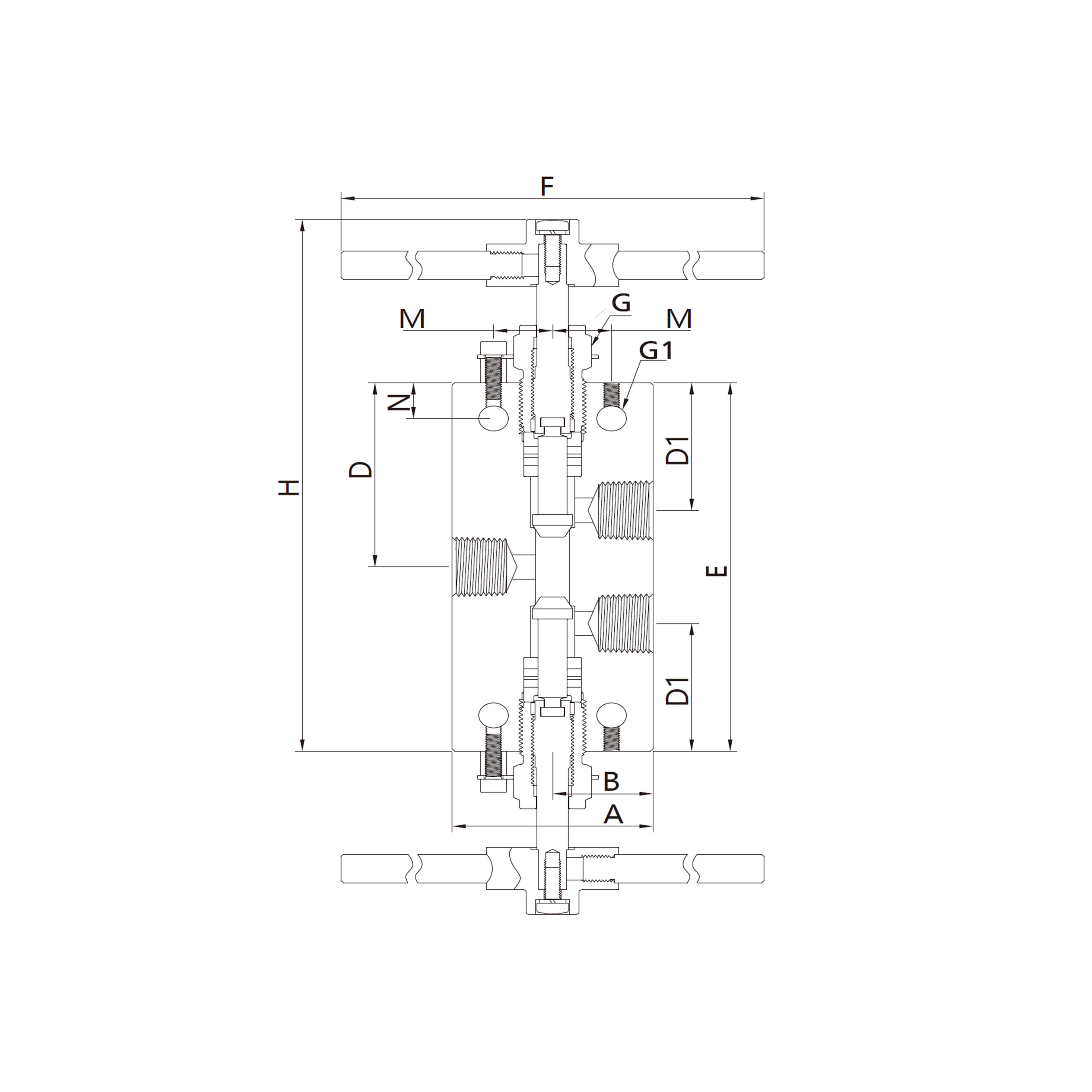 10N(Pipe Connection, 3-Way)2 stem manifold